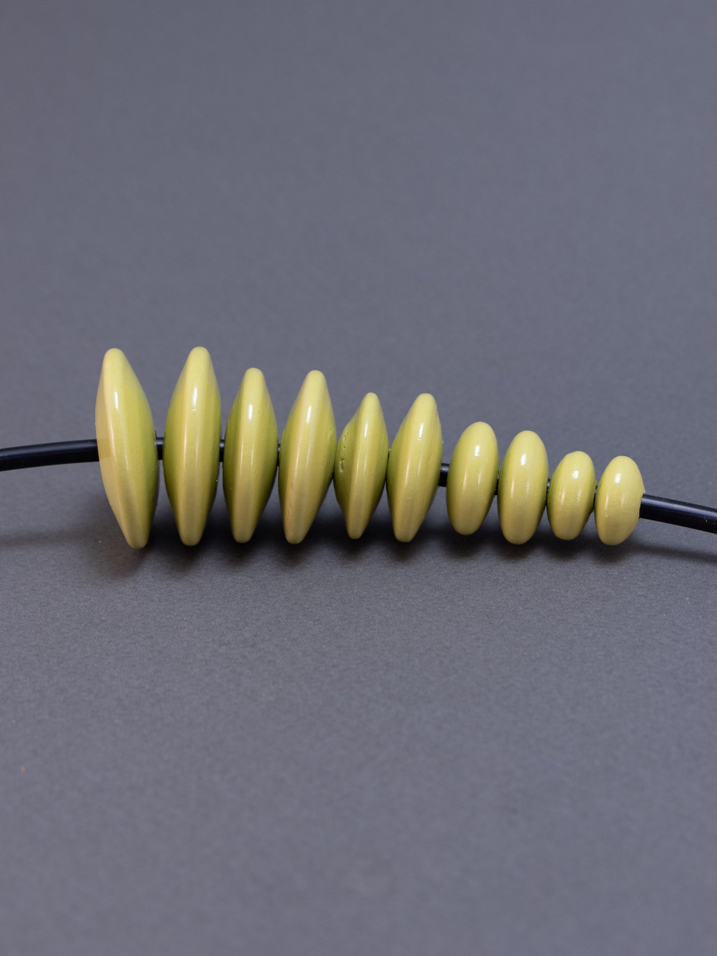 Light Olive Flat Wooden Bead