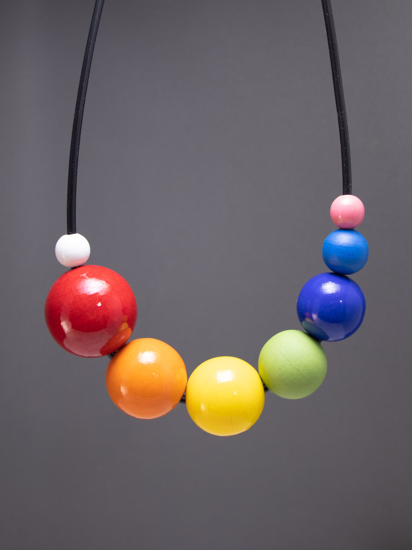 Rainbow Wooden Bead Necklace