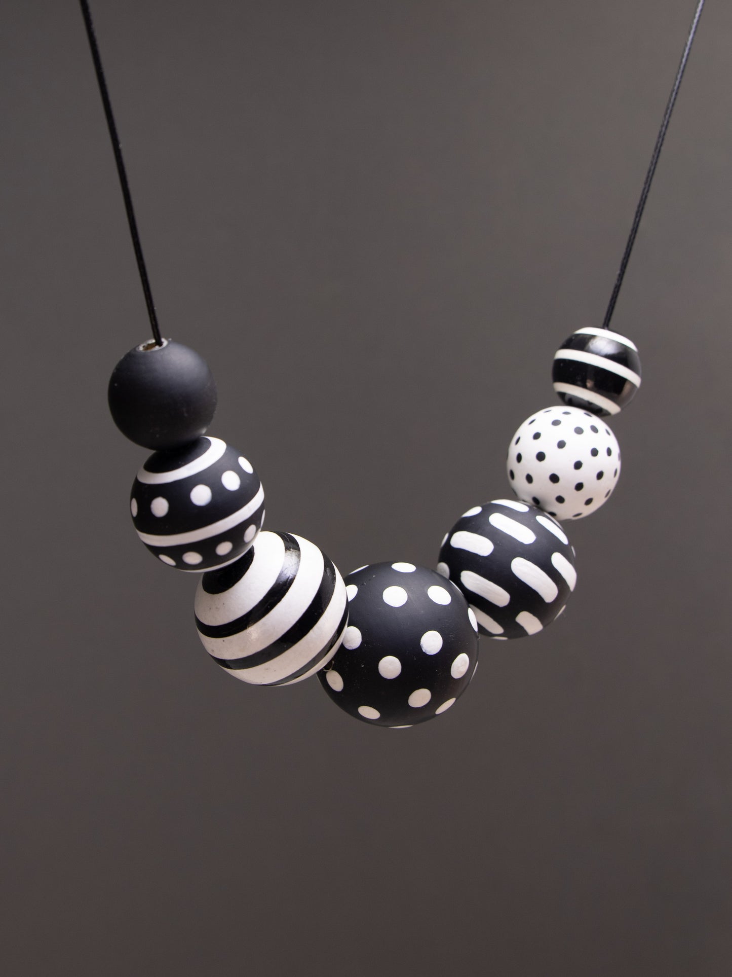 Stripes Wooden Bead Necklace 2