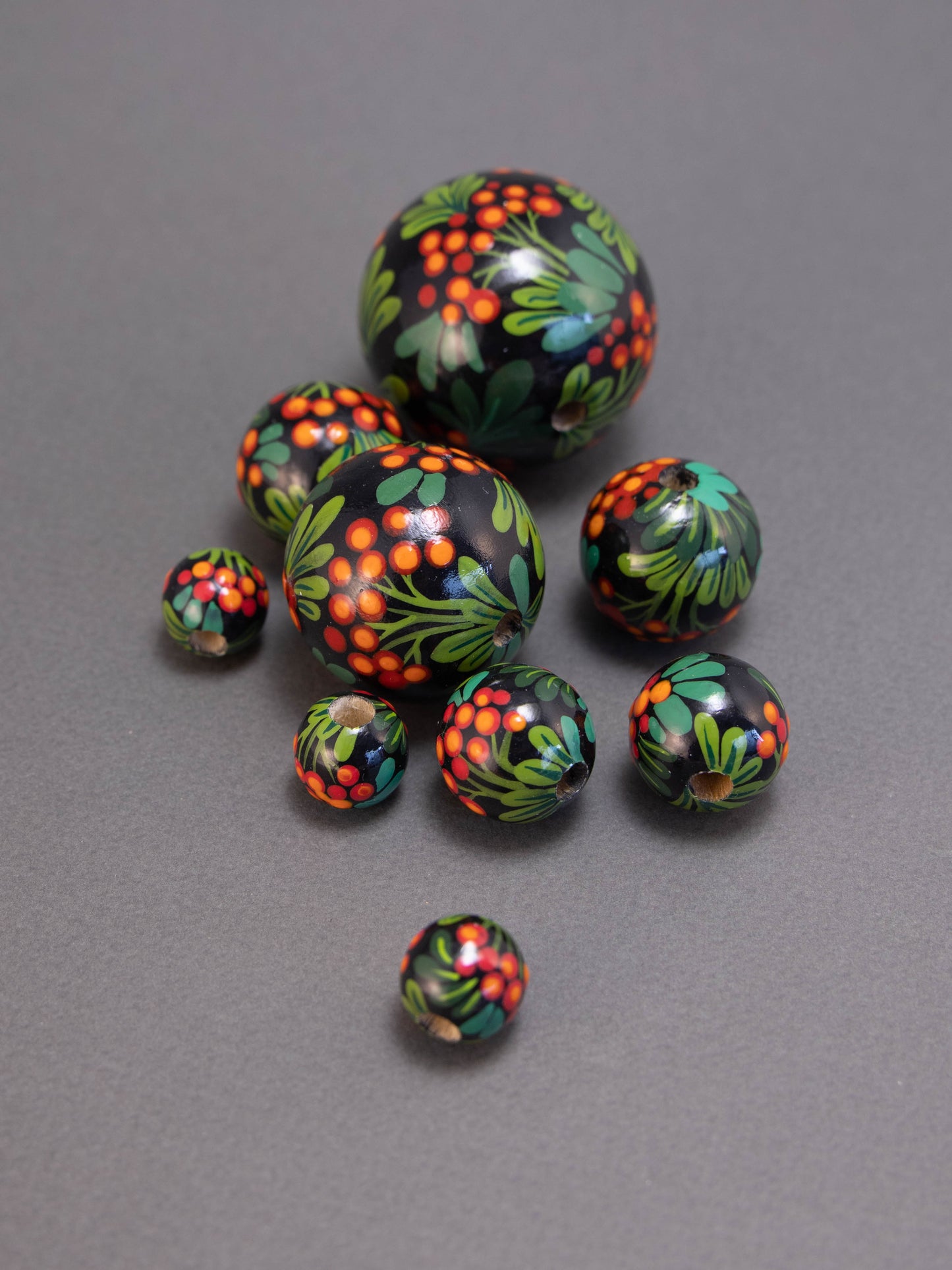 Black Viburnum Wooden Bead