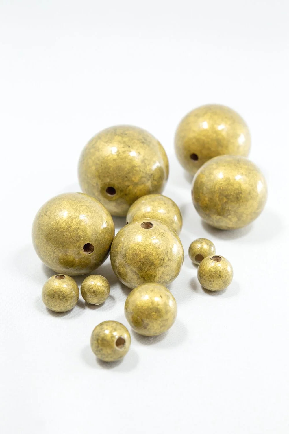 Antique Brushed Golden Wooden Bead