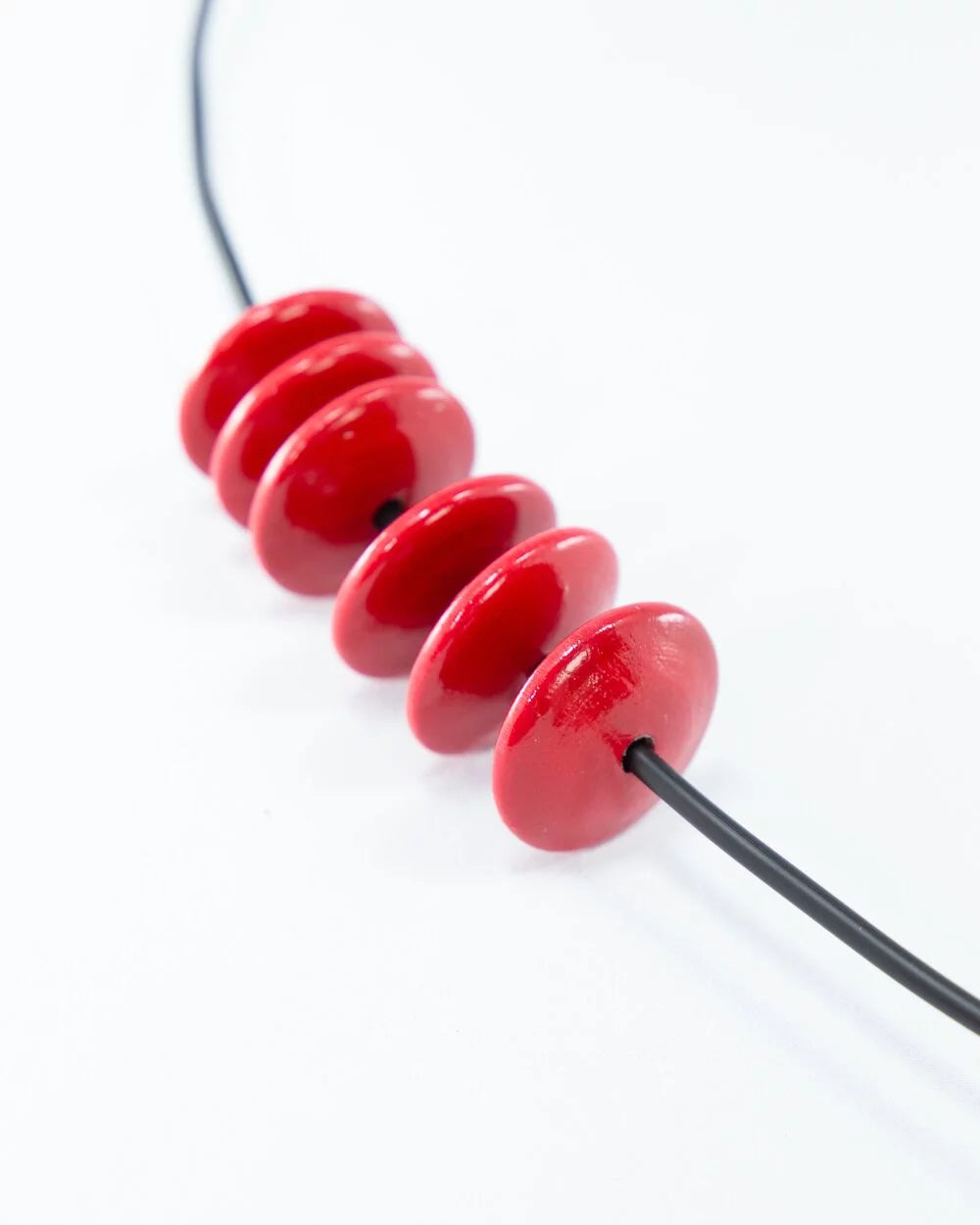 Red Flat Wooden Bead