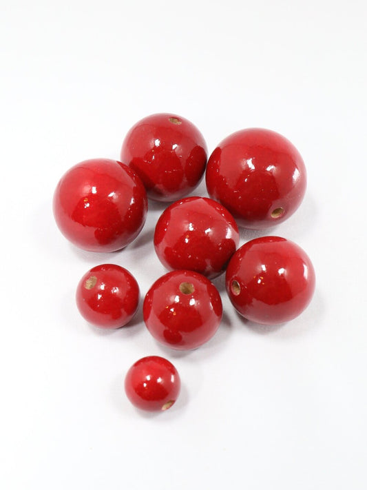 Blood Red Wooden Bead