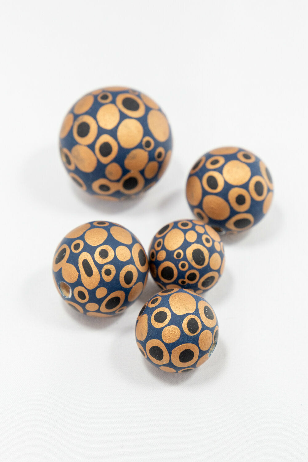 Blue Cosmos Wooden Bead