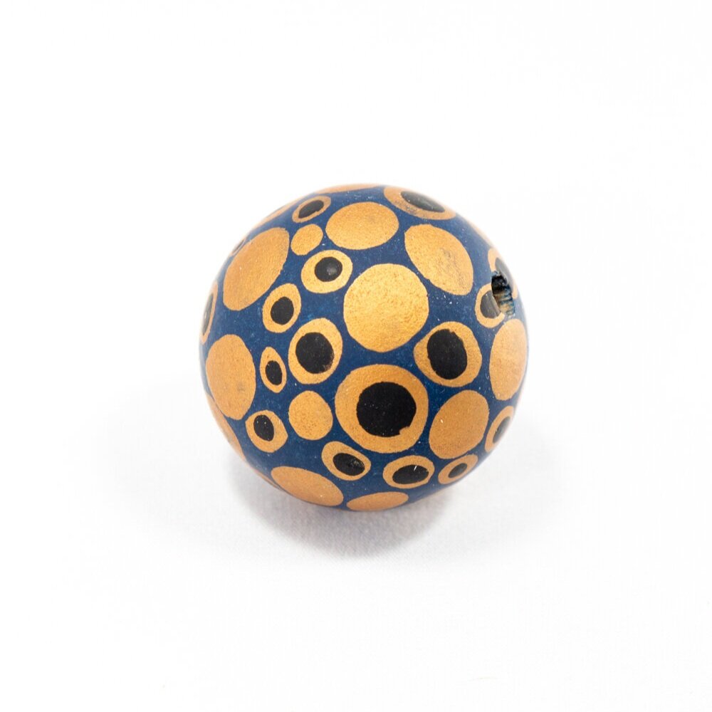 Blue Cosmos Wooden Bead