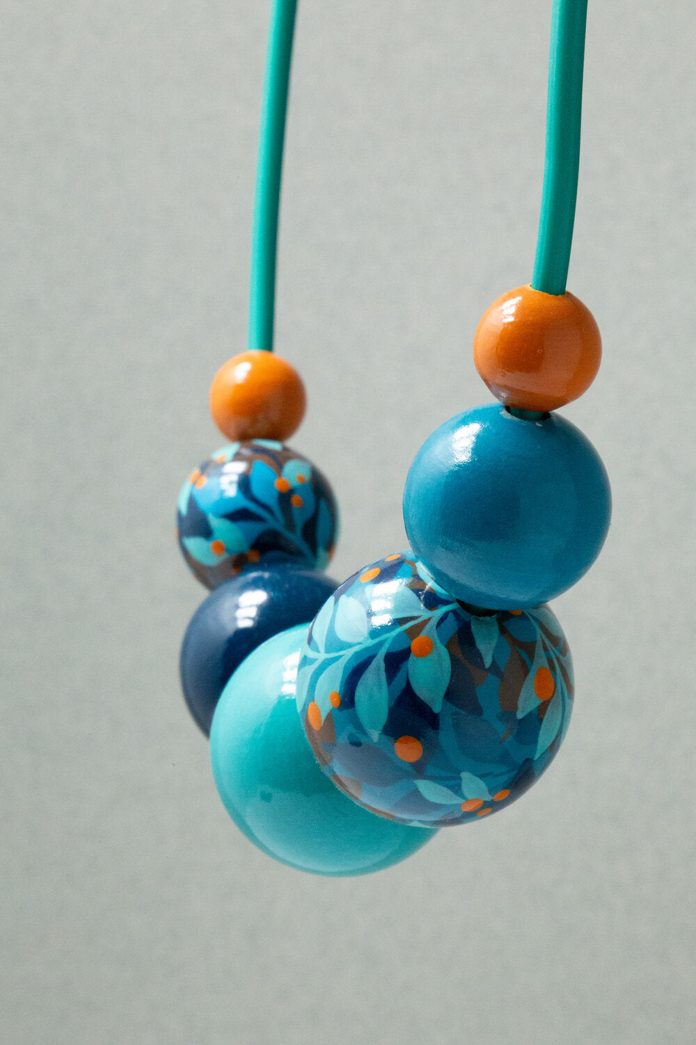 Blue Jungle Wooden Bead Necklace