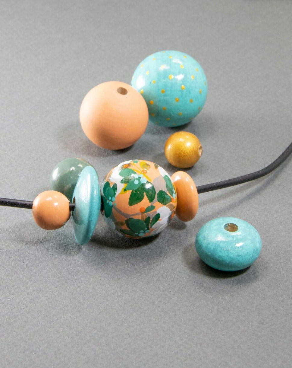 Floral Wooden Beads Set