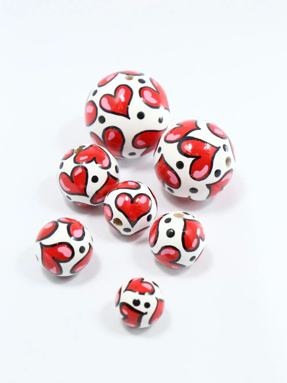 Hearts Wooden Bead