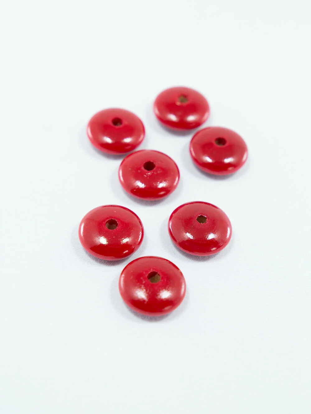 Red Flat Wooden Bead