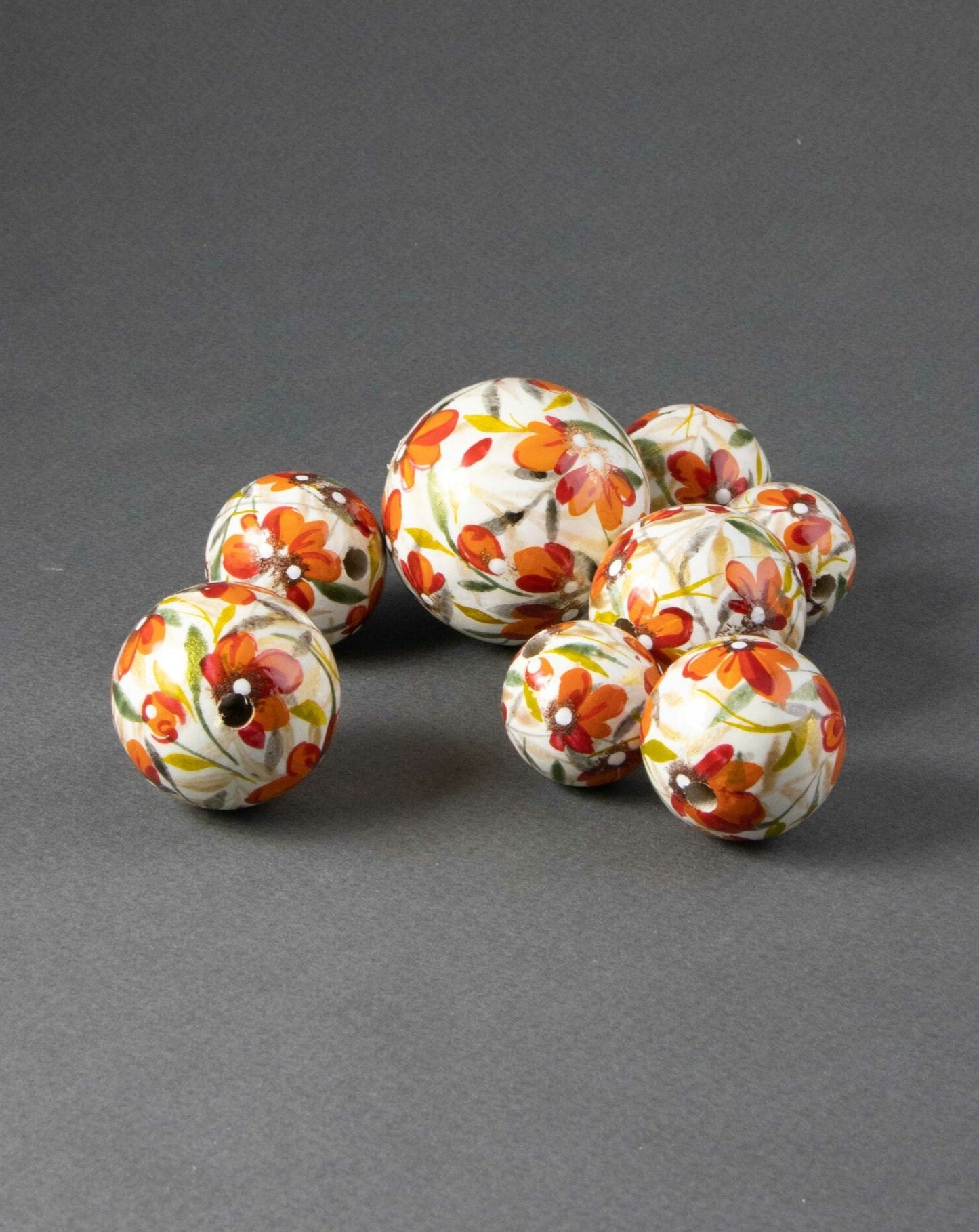 Village Flowers Wooden Bead