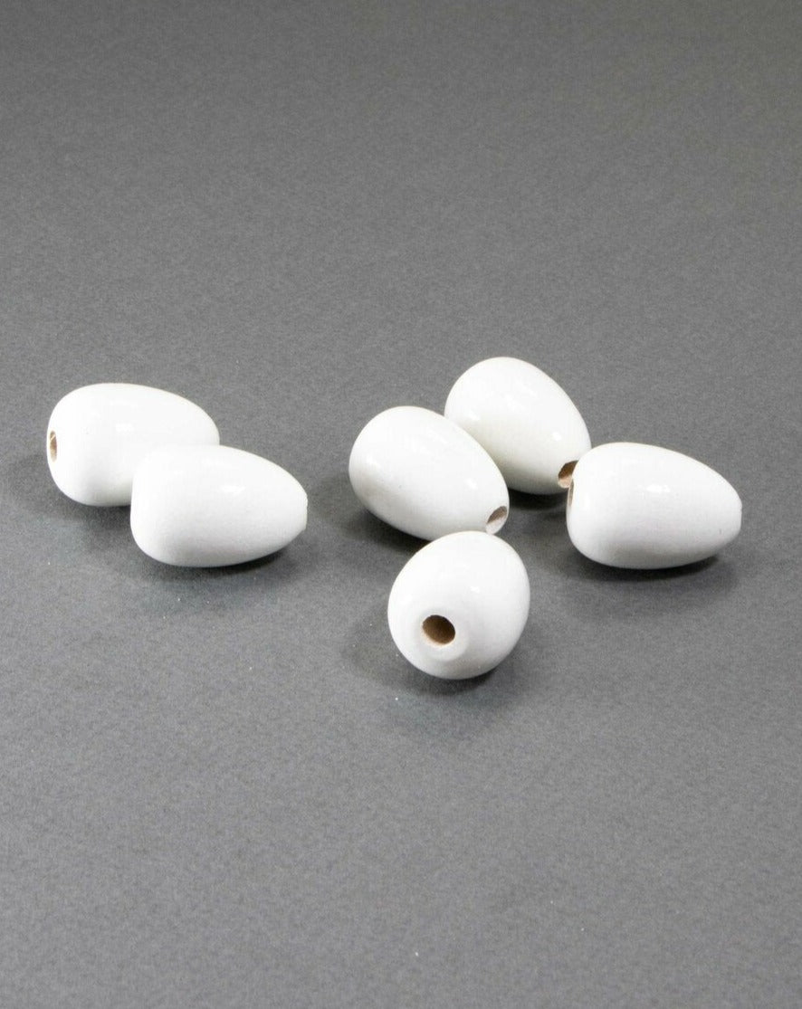 White Wooden Bead in Drop Shape