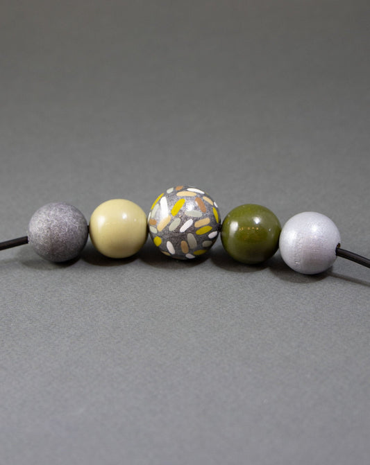 Silver Wooden Beads Set