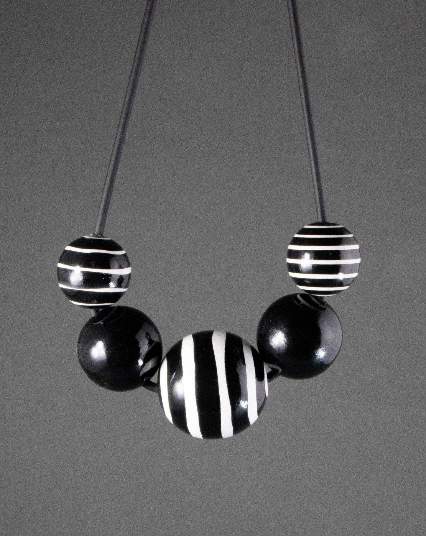 Stripes Wooden Bead Necklace
