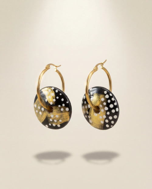 Black Cocktail Wooden Earrings