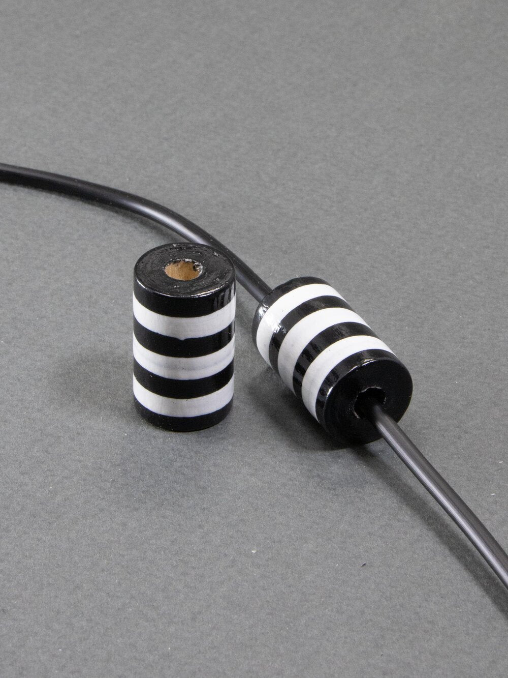 Black Cylinder Wooden Bead 9