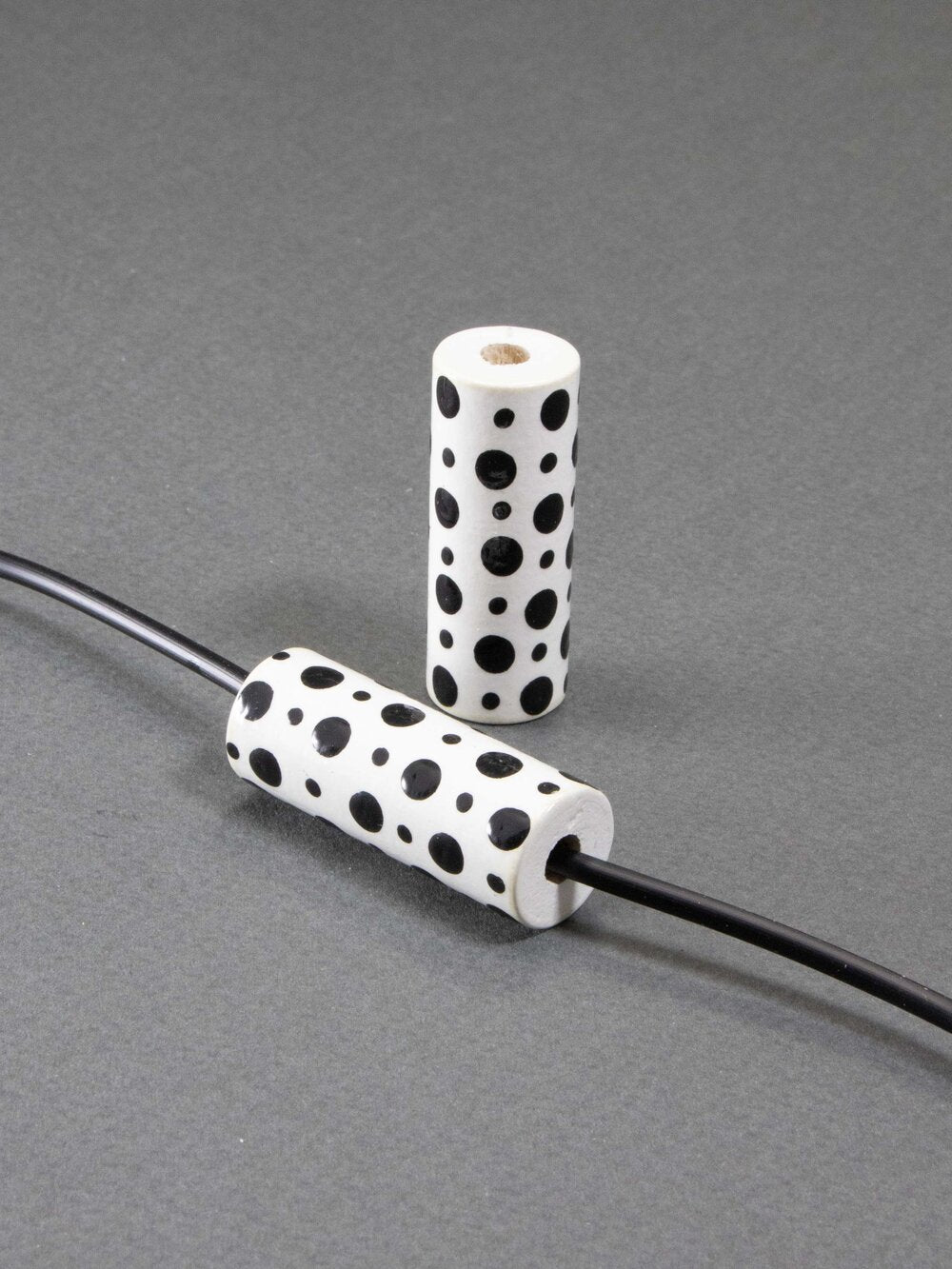 Black Cylinder Wooden Bead 15