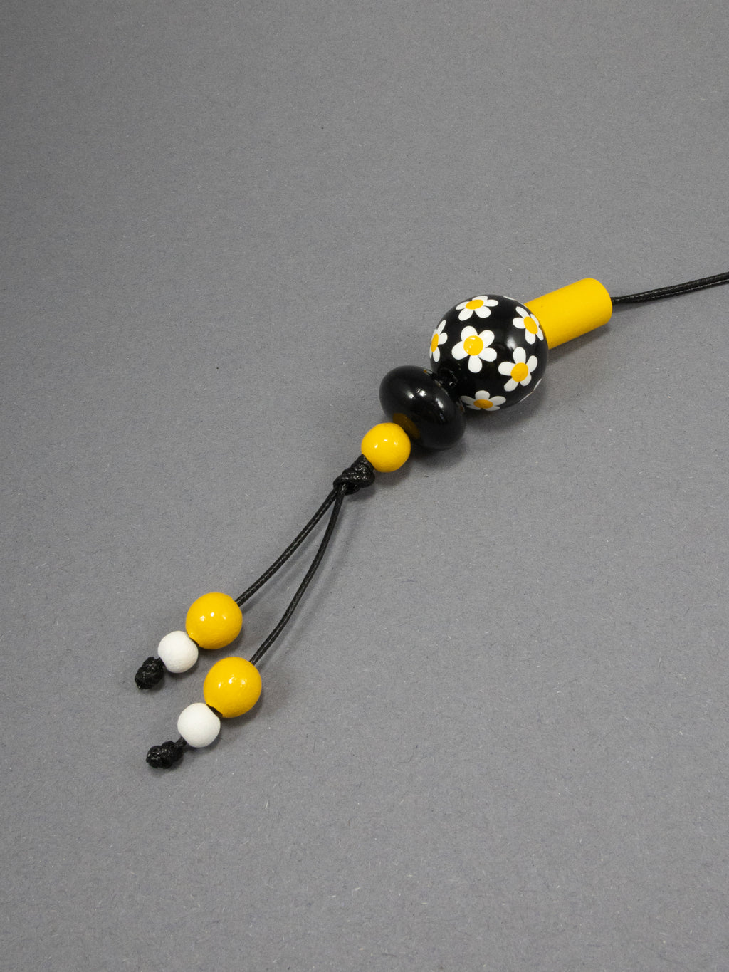 Black Daises Beaded Pendant