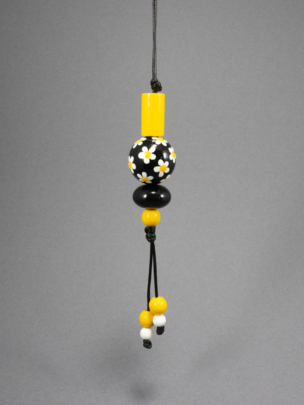 Black Daises Beaded Pendant