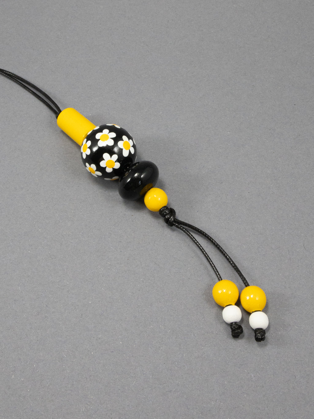 Black Daises Beaded Pendant