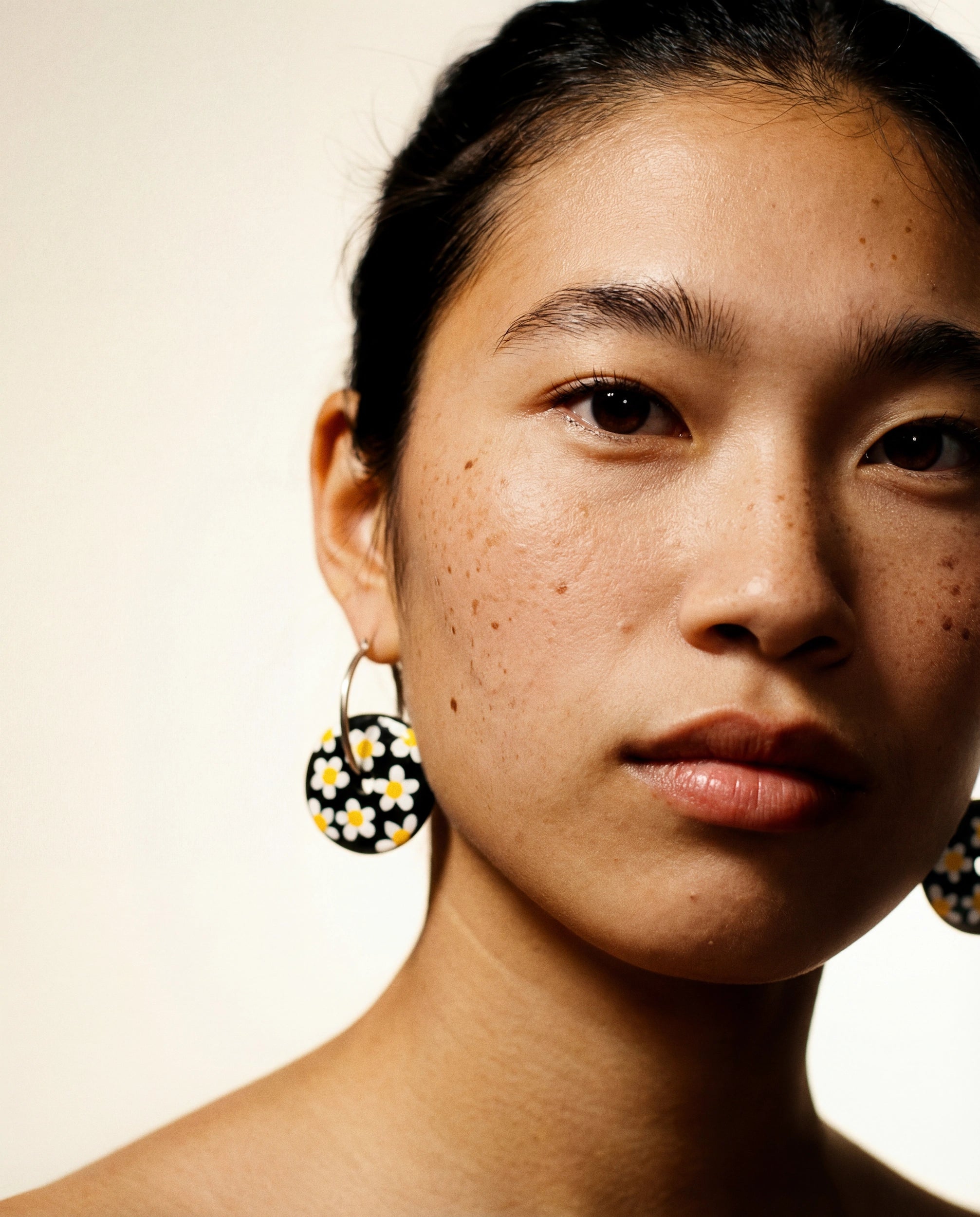 Black Daisy Wooden Earrings