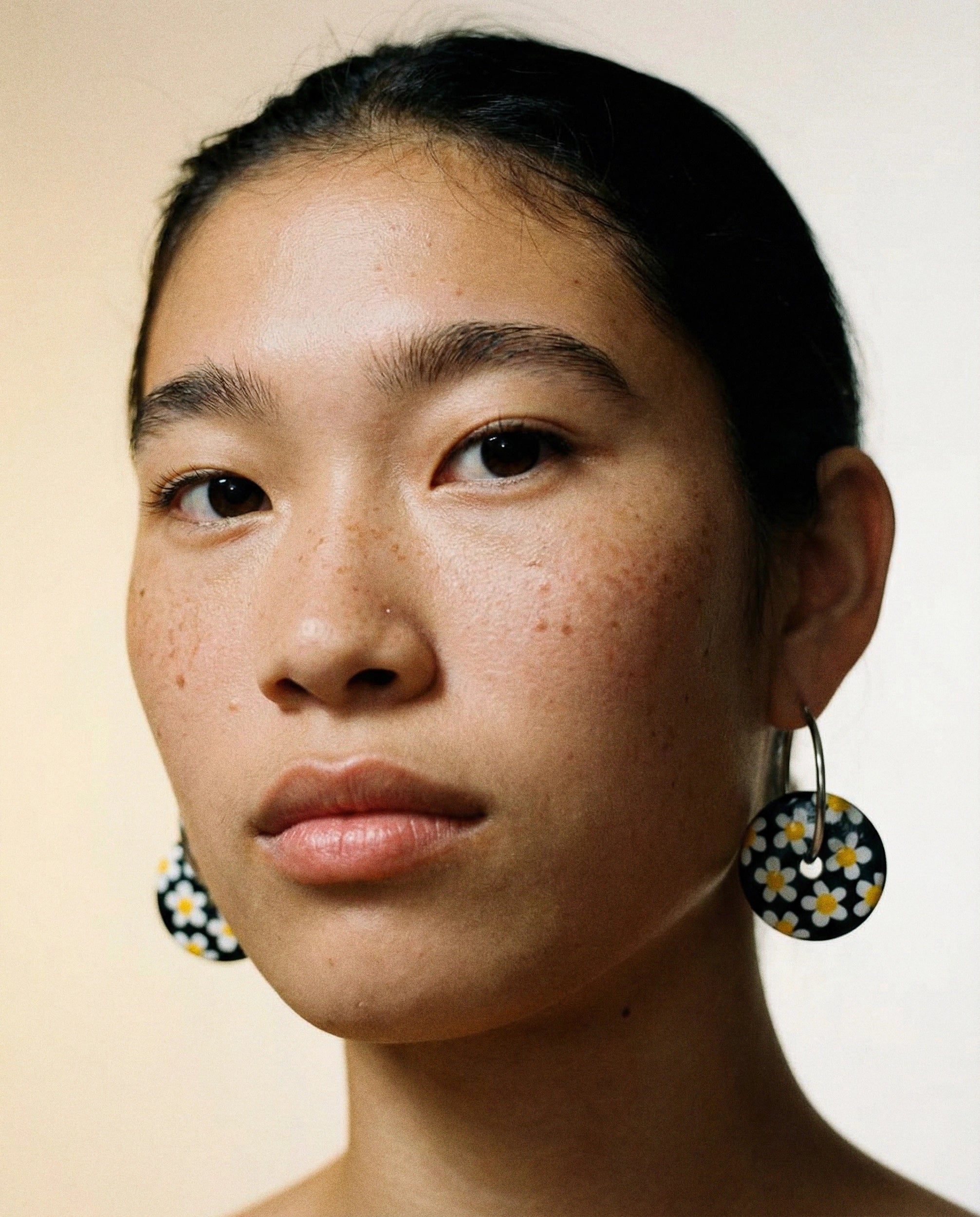 Black Daisy Wooden Earrings