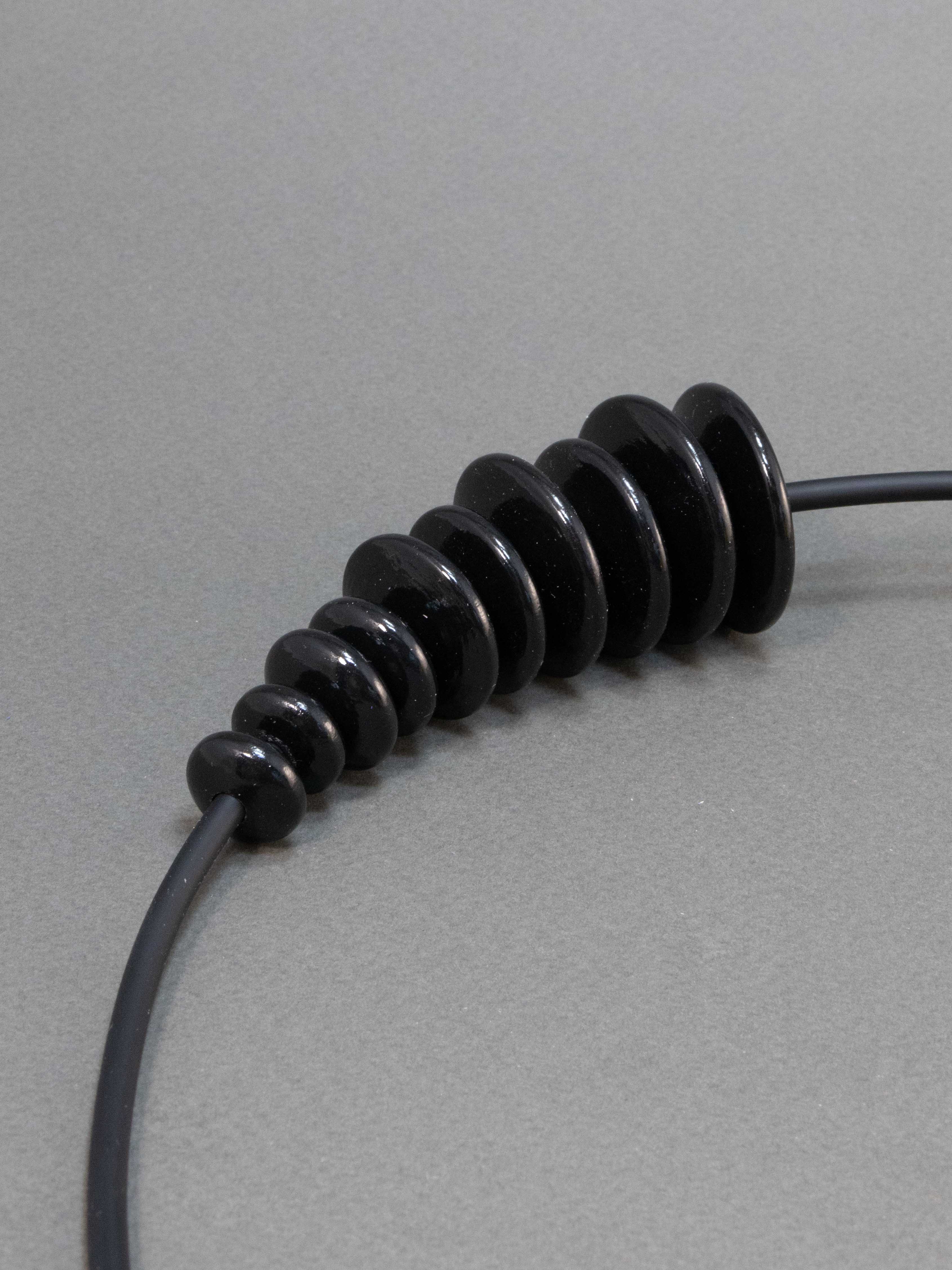 Black Flat Wooden Bead