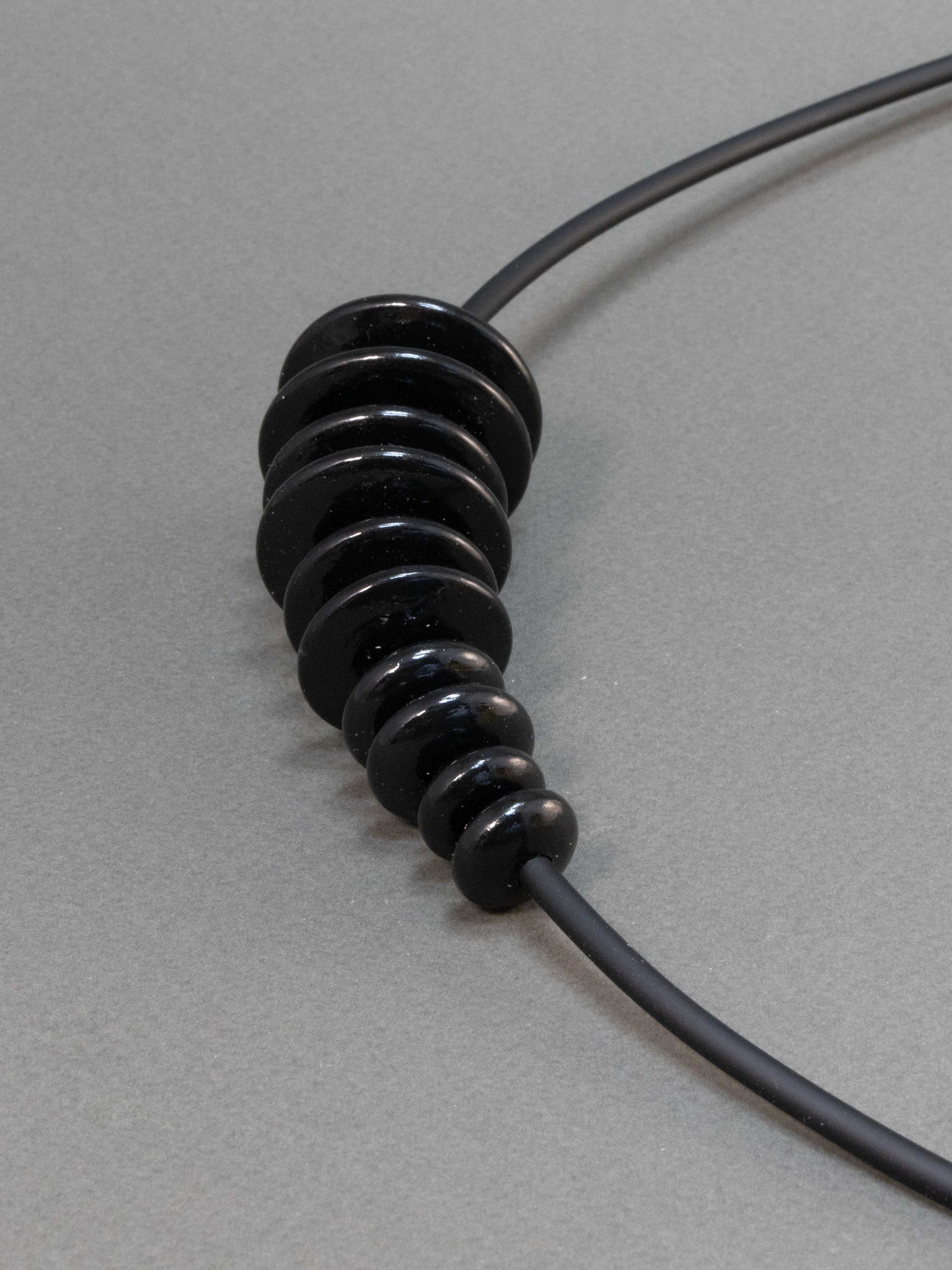 Black Flat Wooden Bead