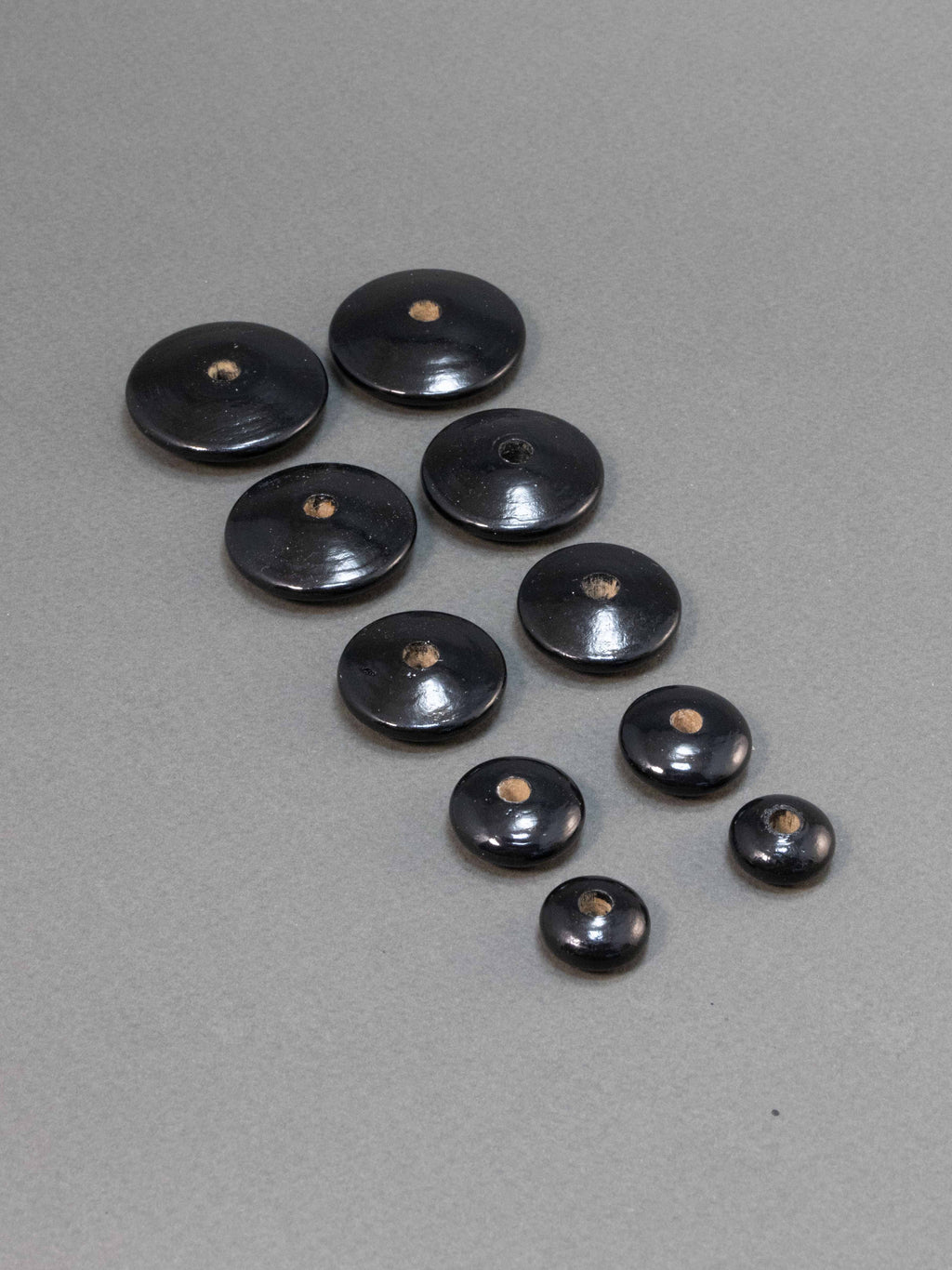 Black Flat Wooden Bead