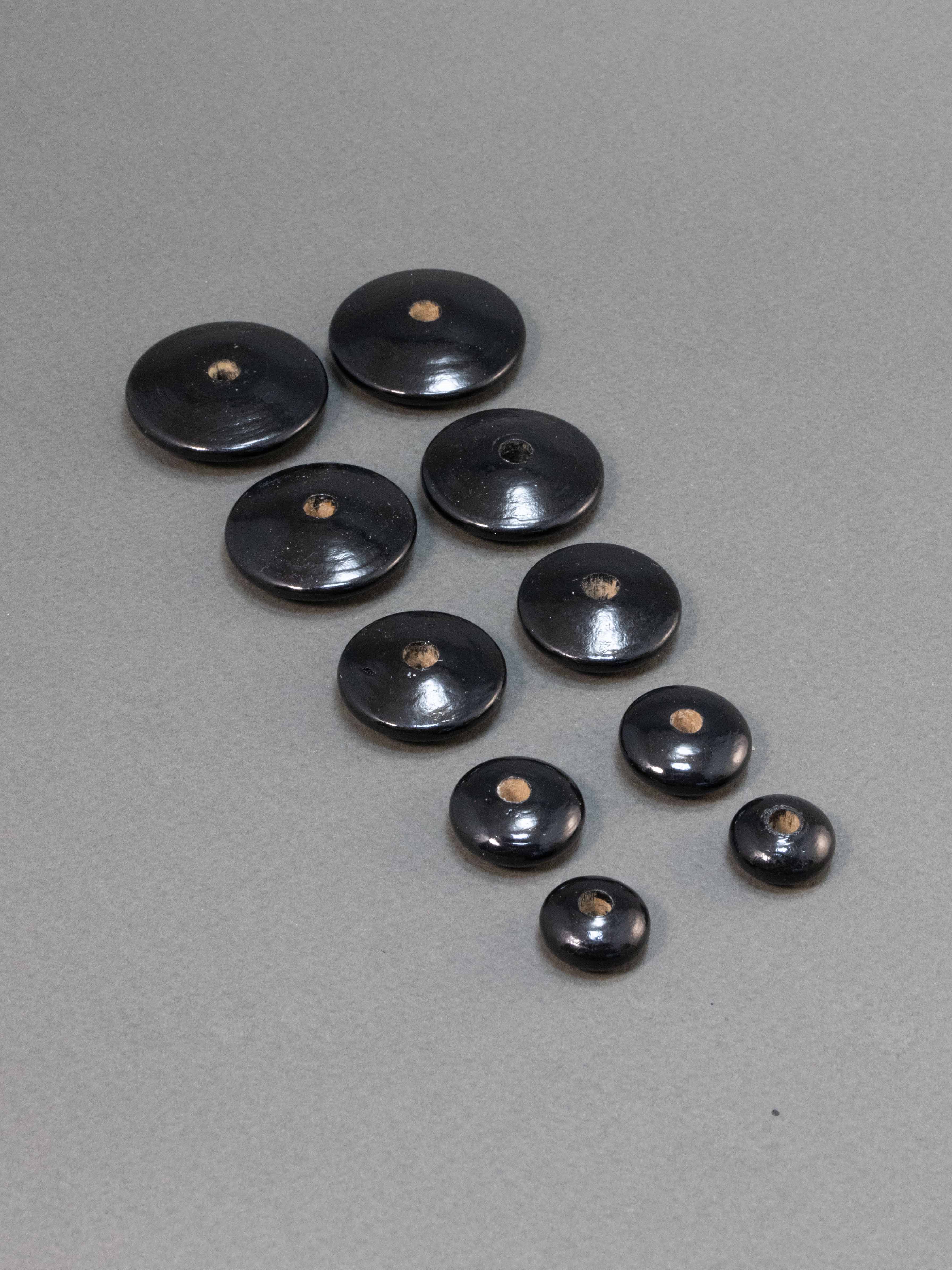 Black Flat Wooden Bead