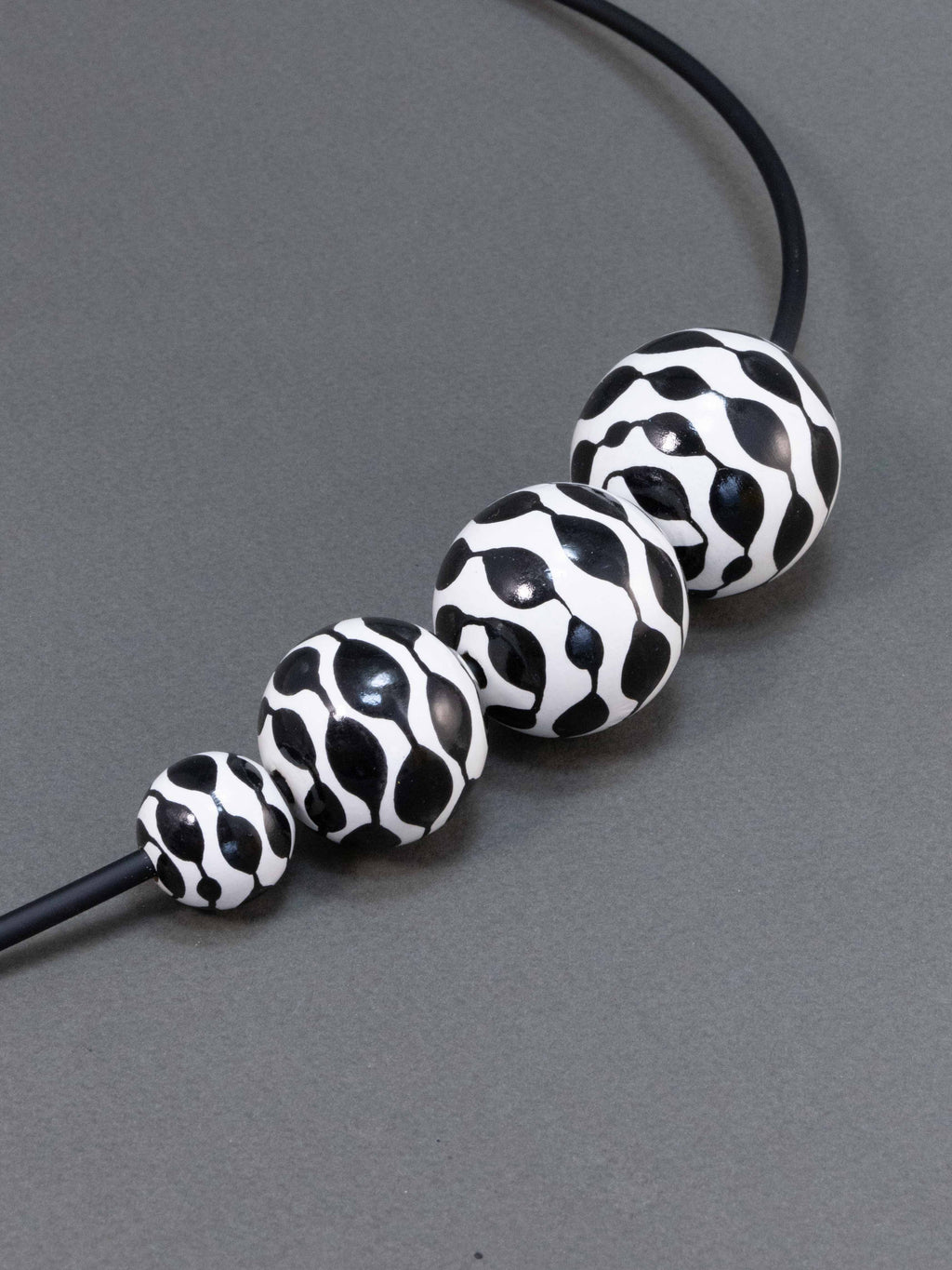 Black Wave Wooden Bead