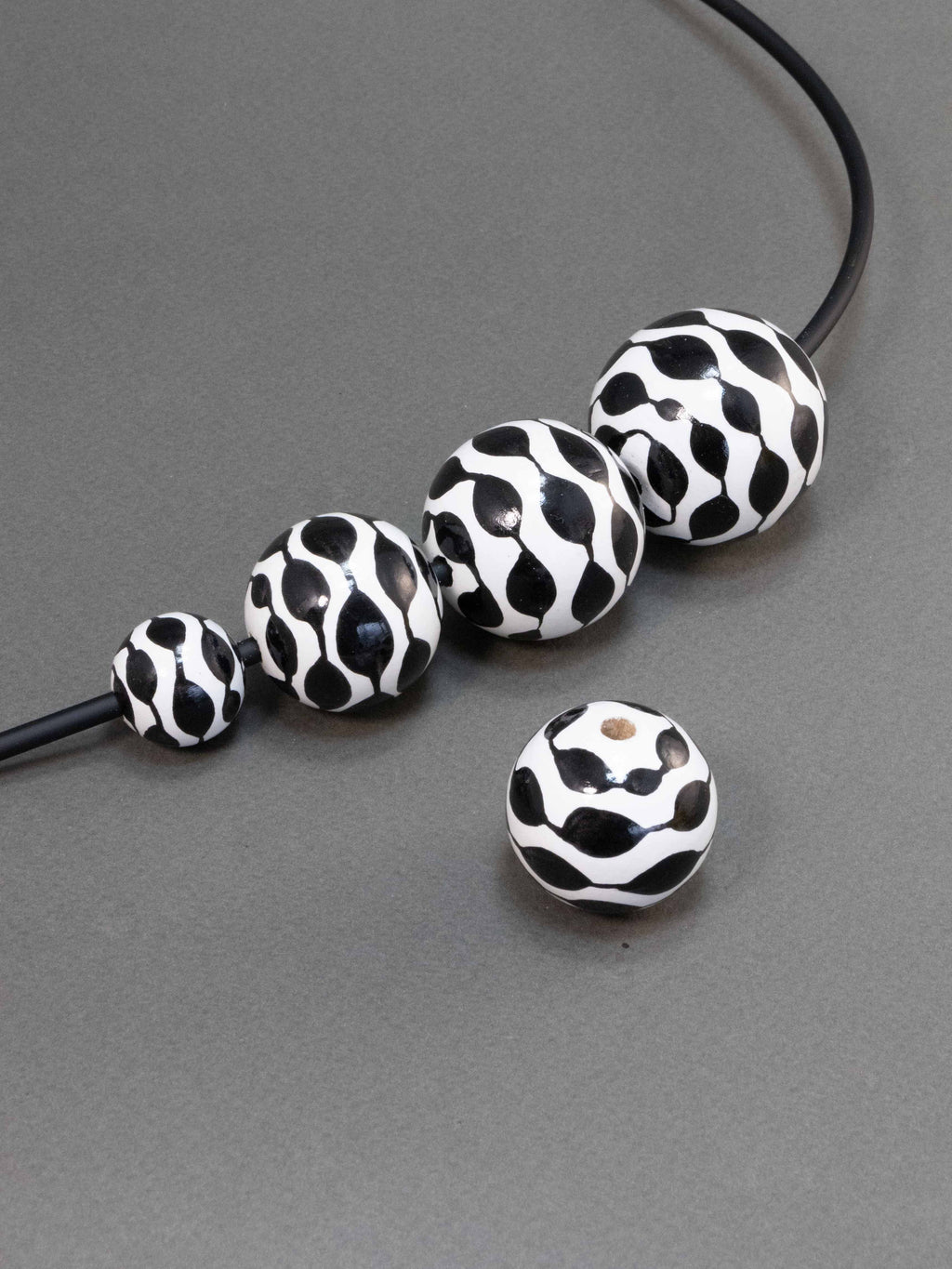 Black Wave Wooden Bead
