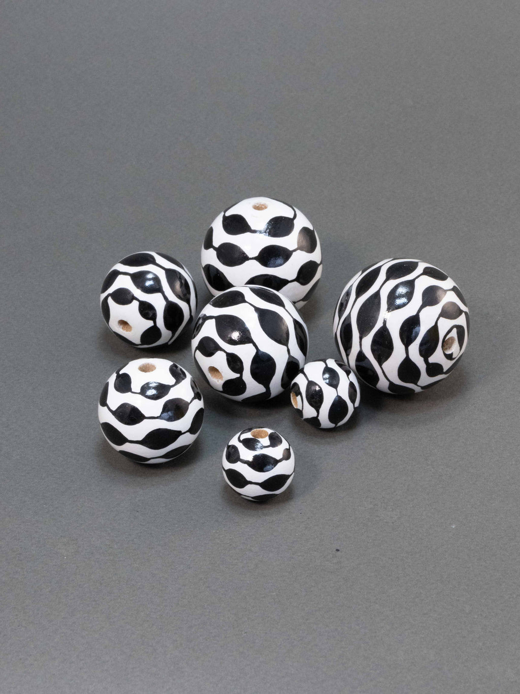 Black Wave Wooden Bead