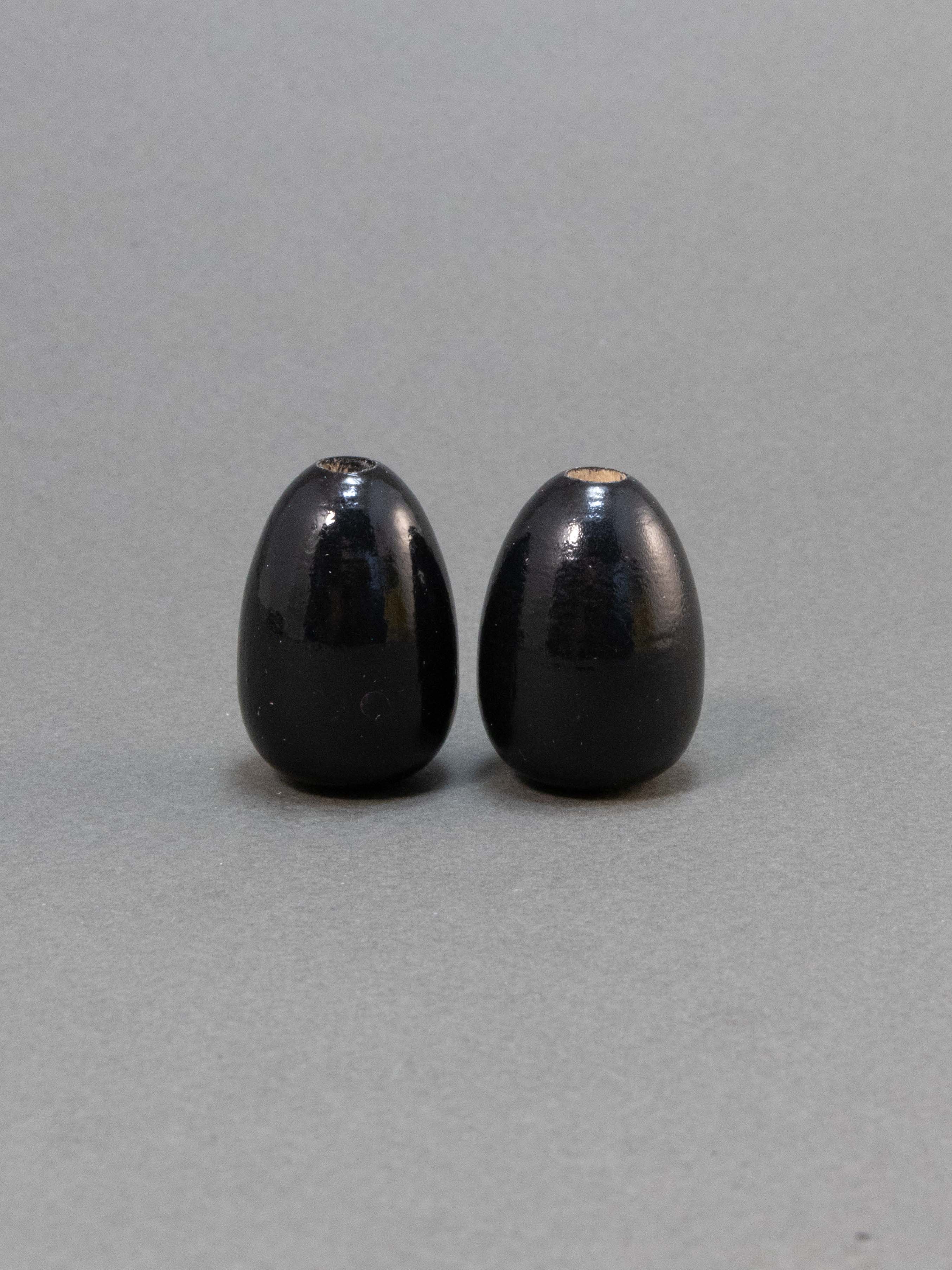 Black Wooden Bead in Drop Shape