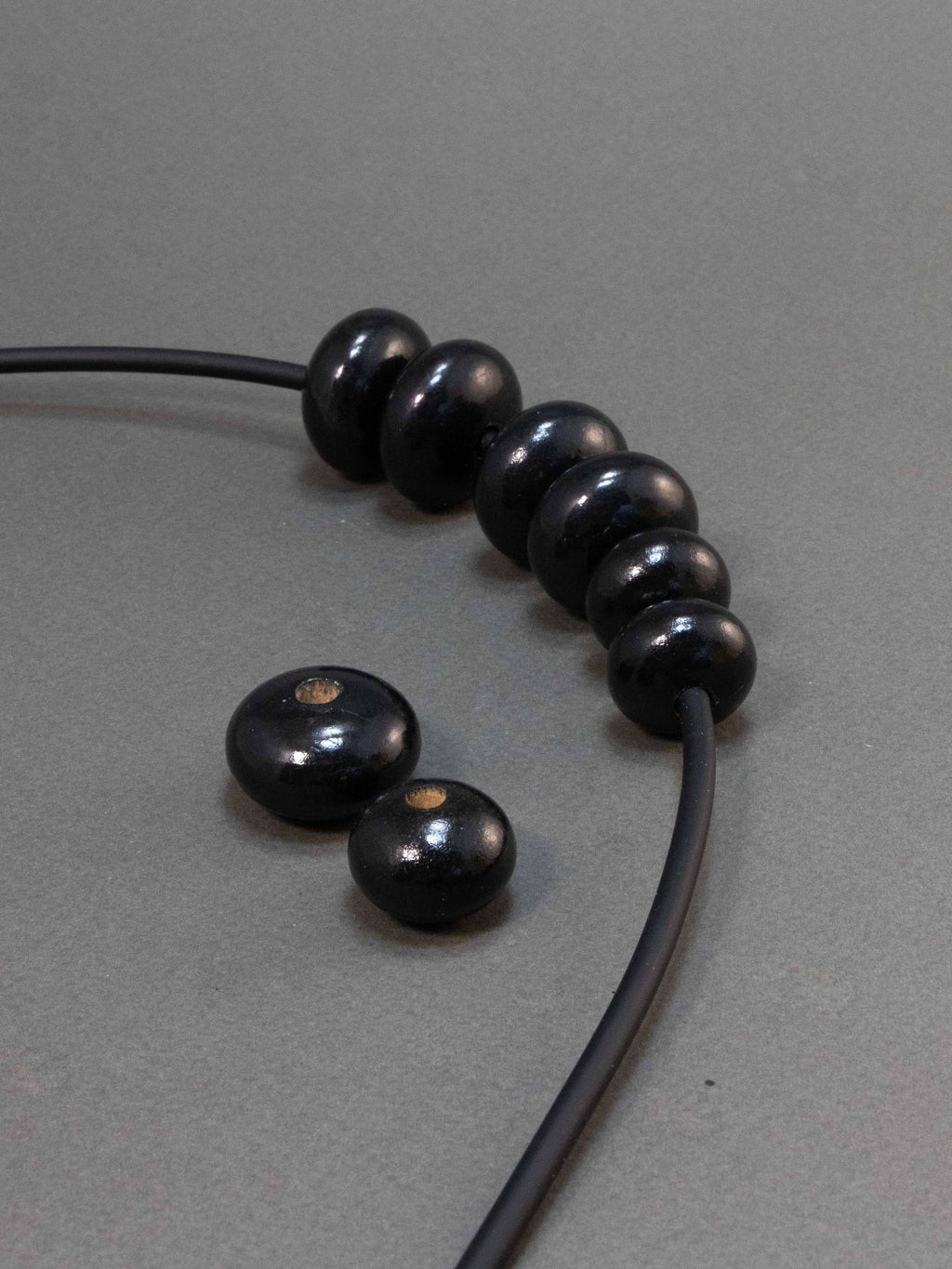 Black Wooden Bead in Pumpkin Shape