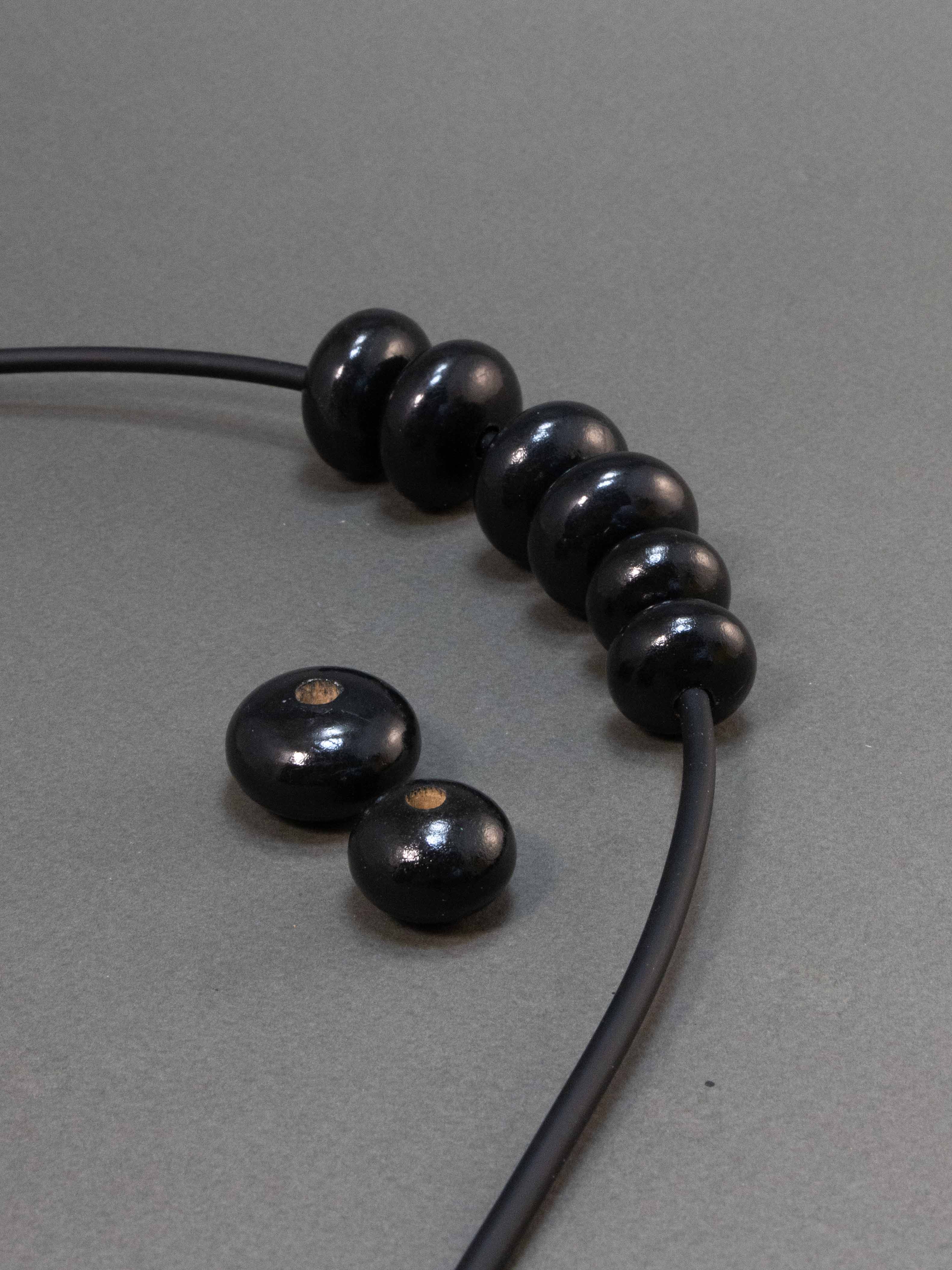 Black Wooden Bead in Pumpkin Shape