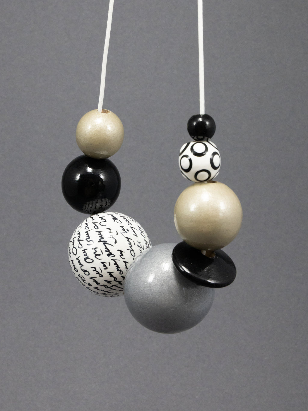 Black and White Wooden Bead Necklace 1