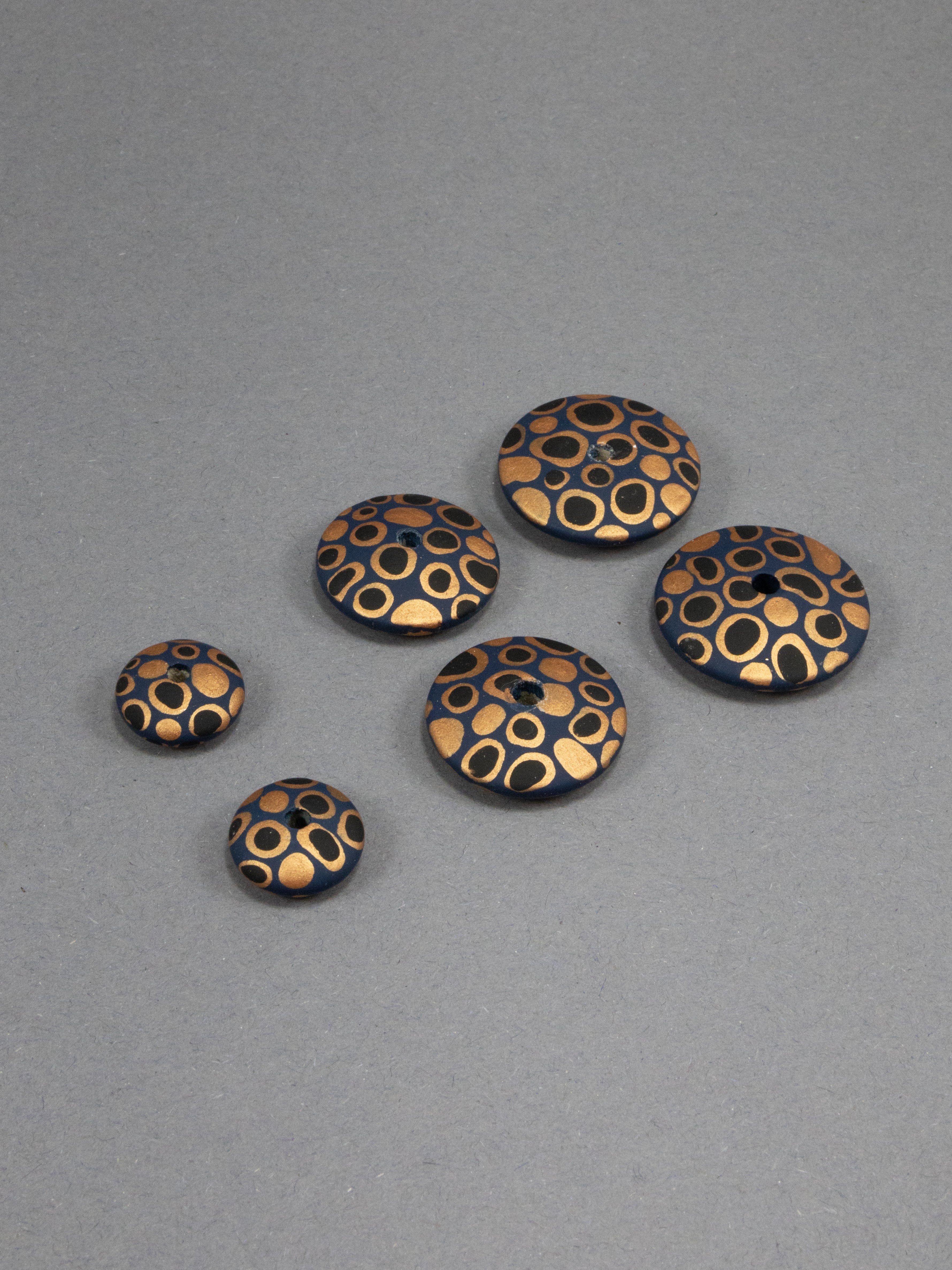 Blue Cosmos Flat Wooden Bead