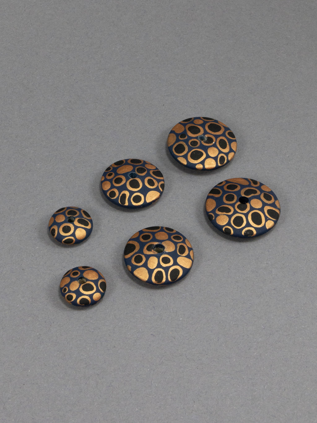 Blue Cosmos Flat Wooden Bead