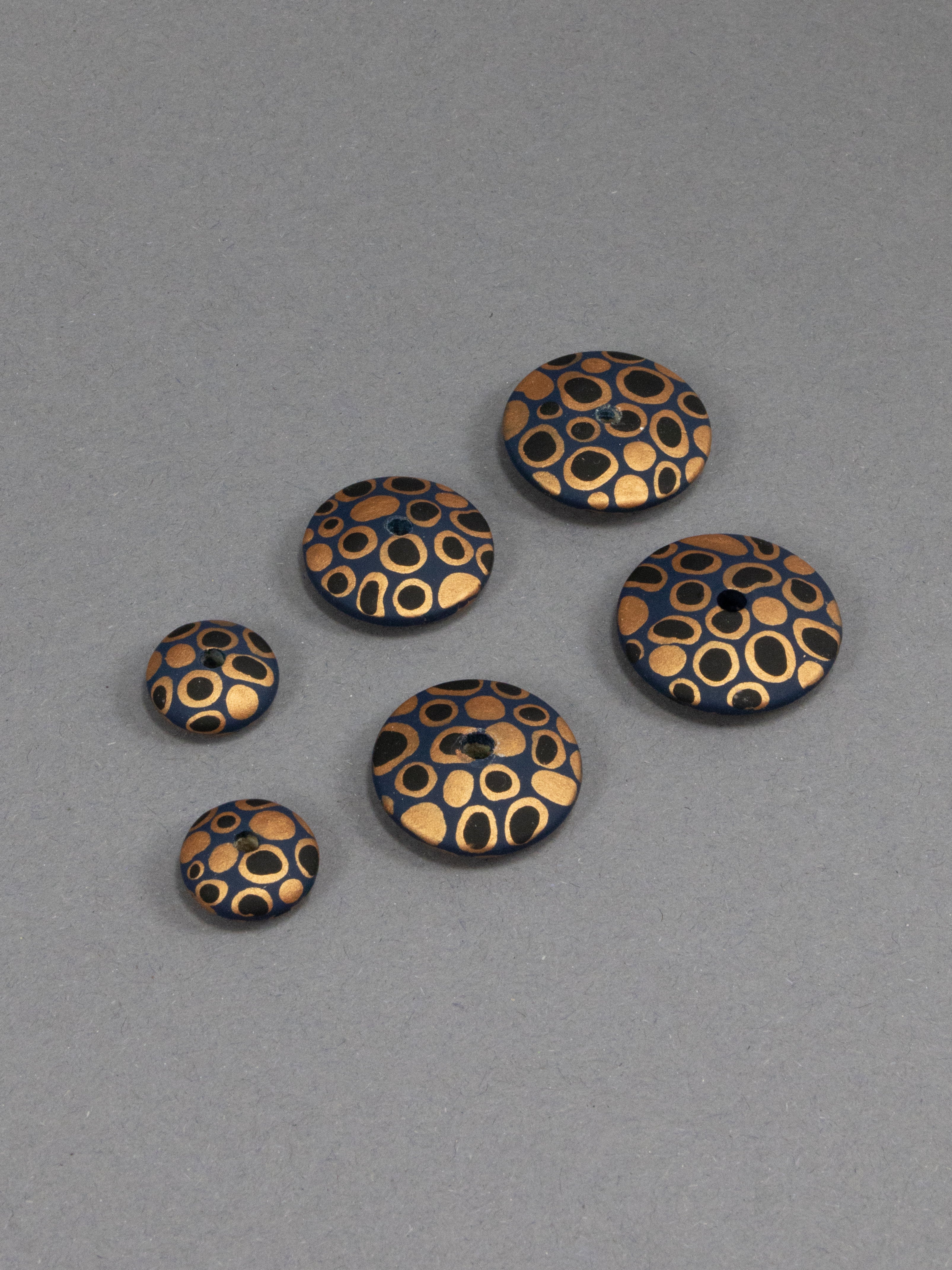 Blue Cosmos Flat Wooden Bead