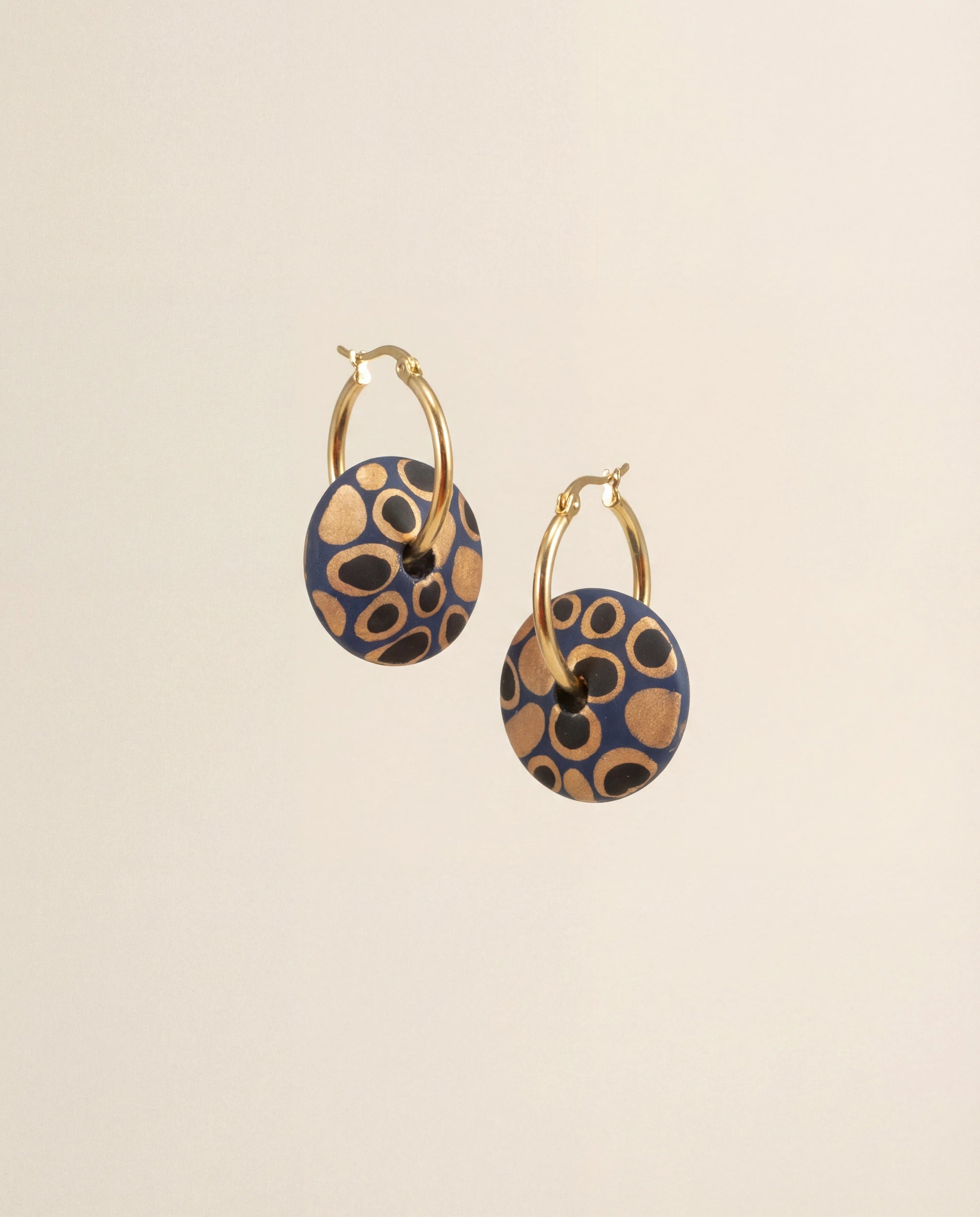 Blue Cosmos Wooden Earrings