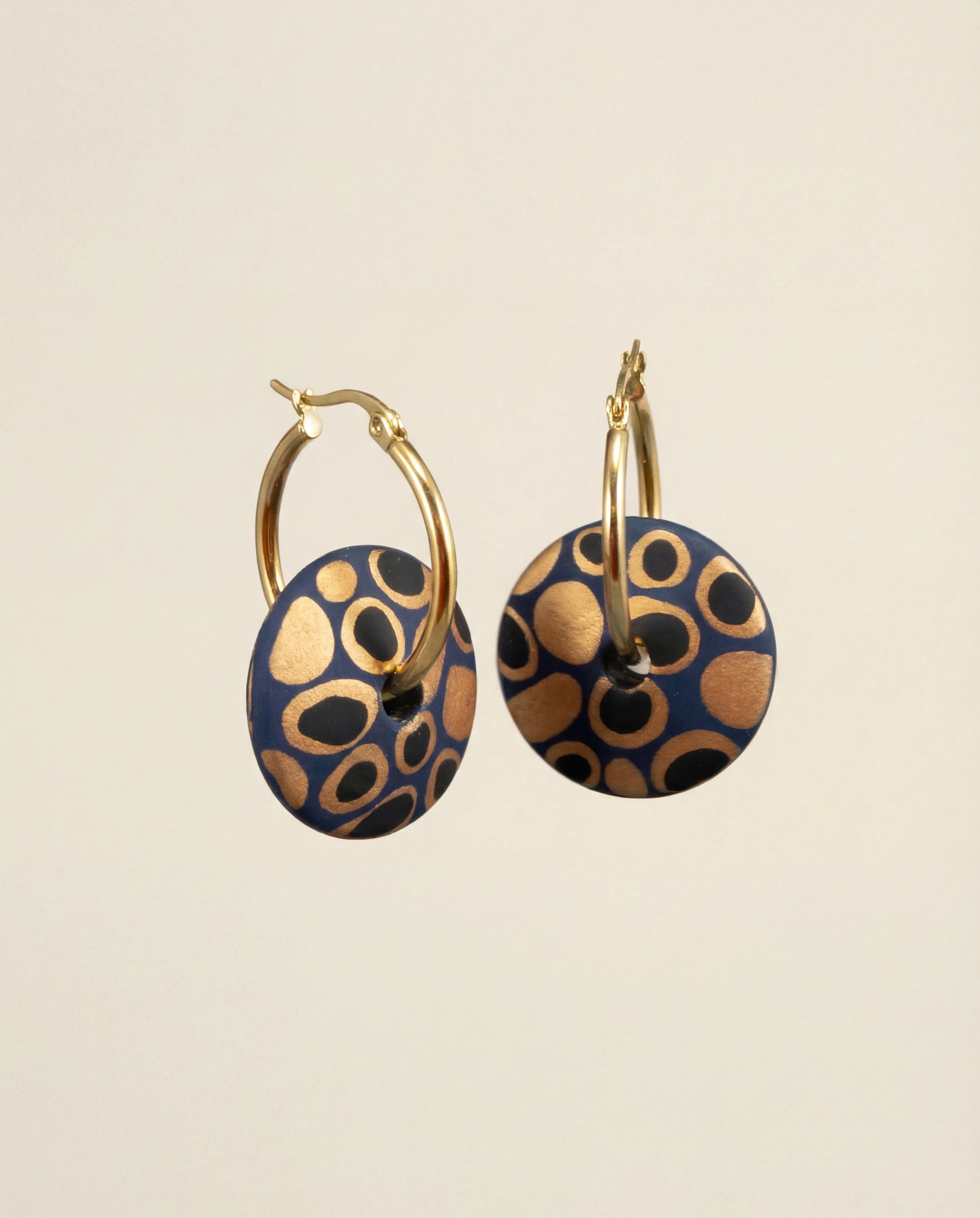 Blue Cosmos Wooden Earrings