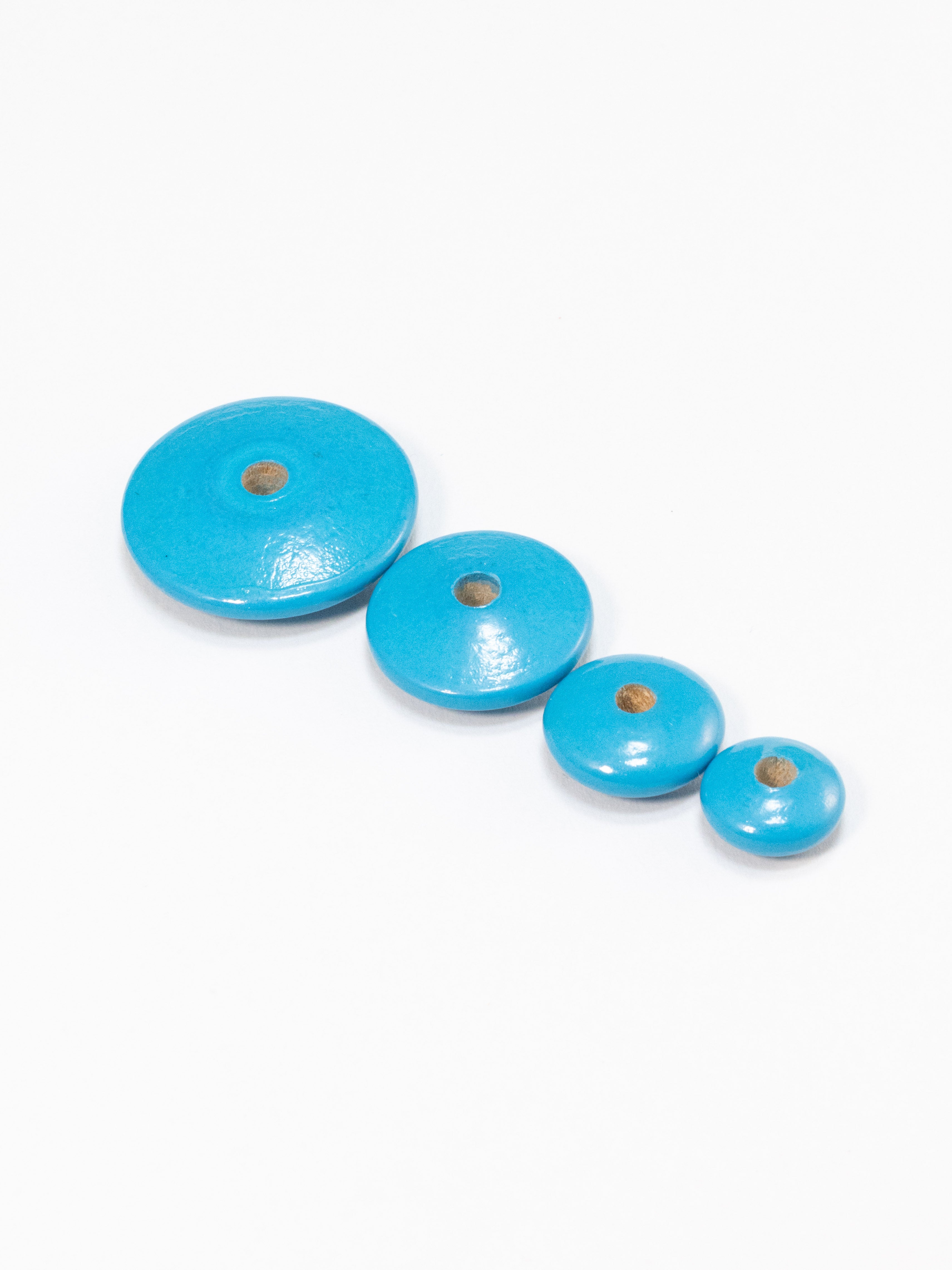 Blue Flat Wooden Bead