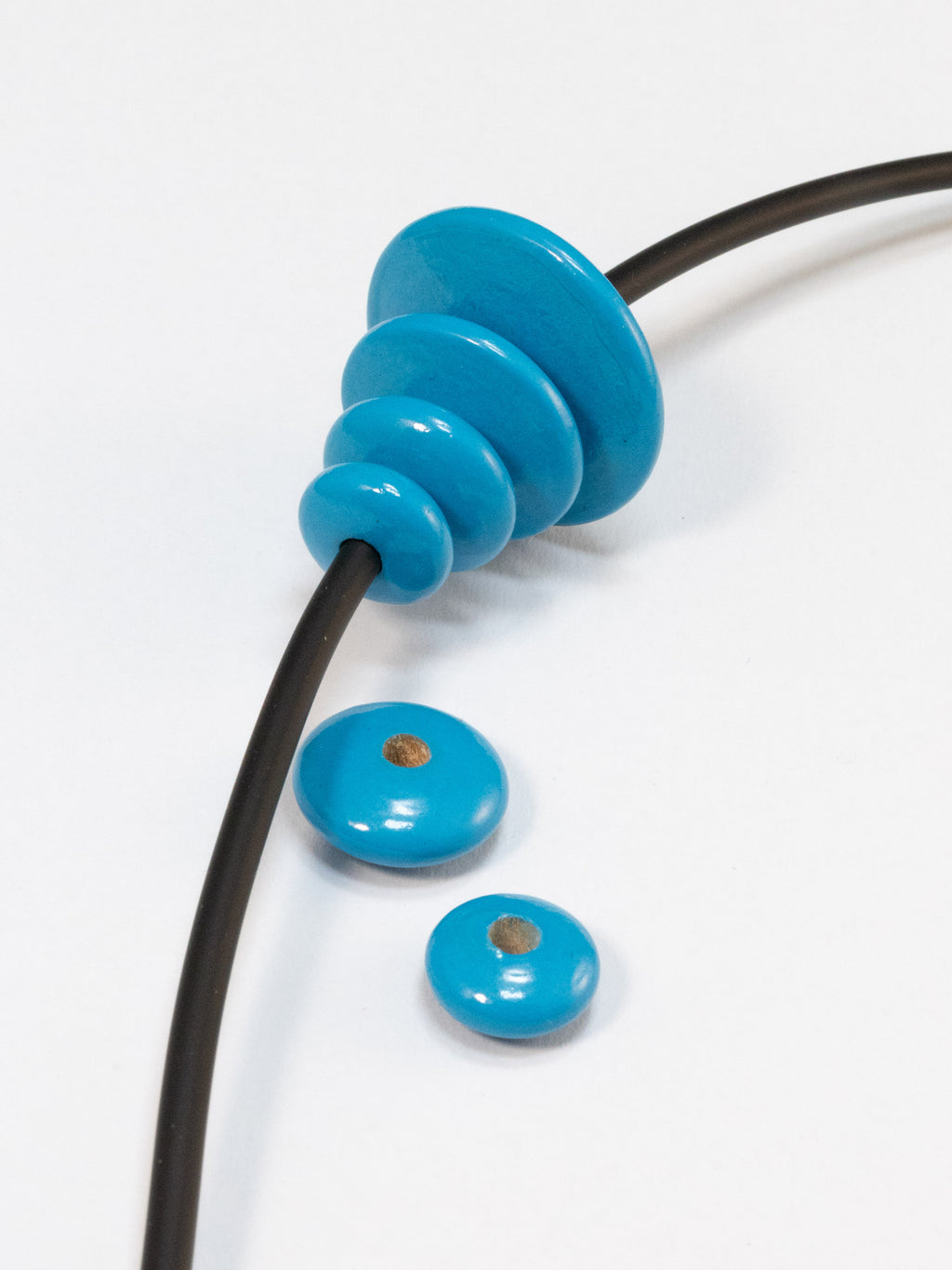 Blue Flat Wooden Bead