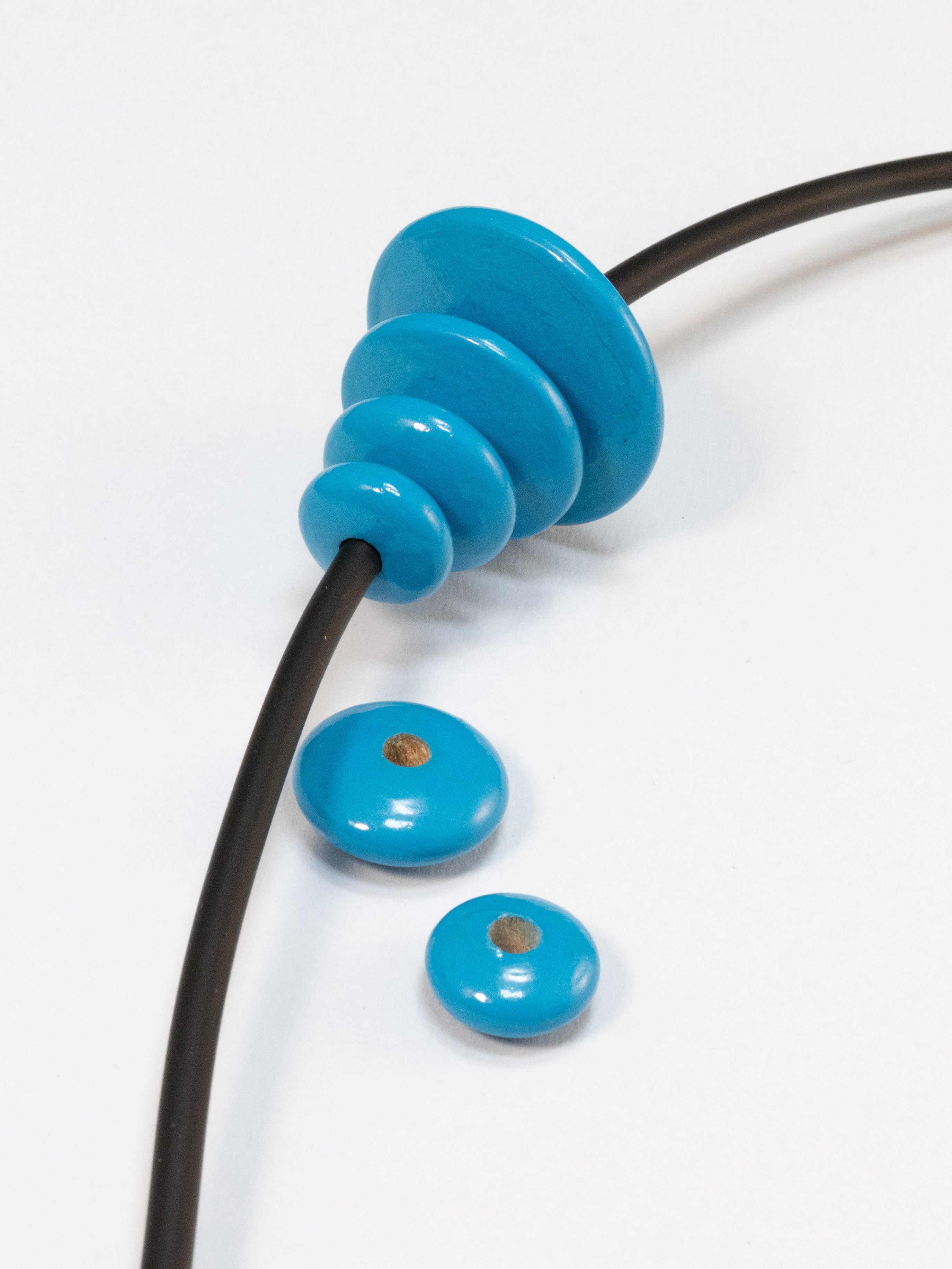 Blue Flat Wooden Bead