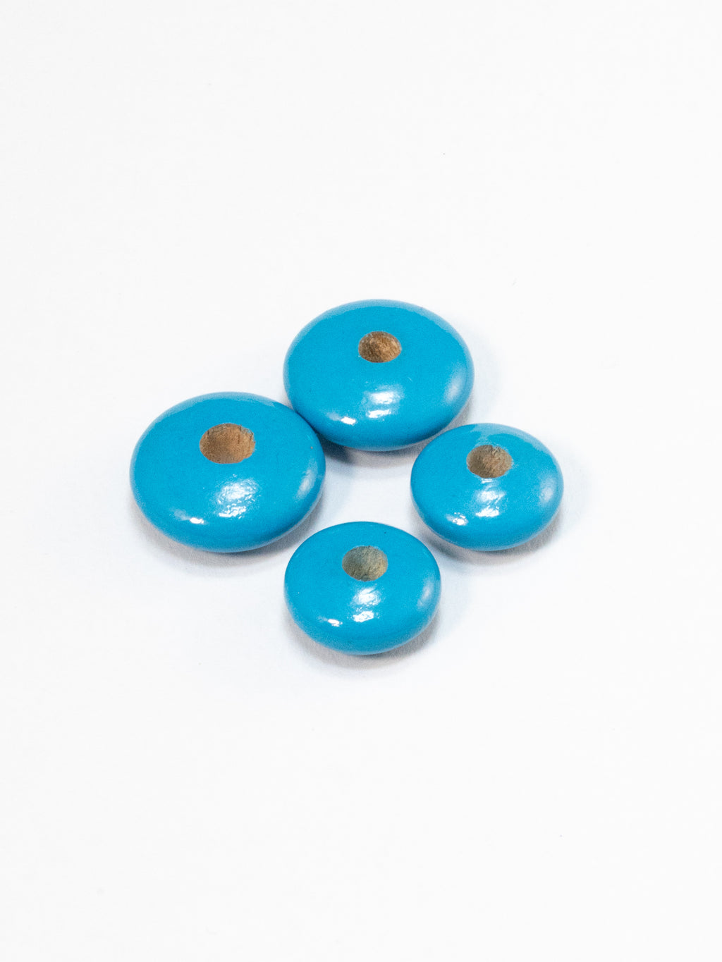 Blue Flat Wooden Bead
