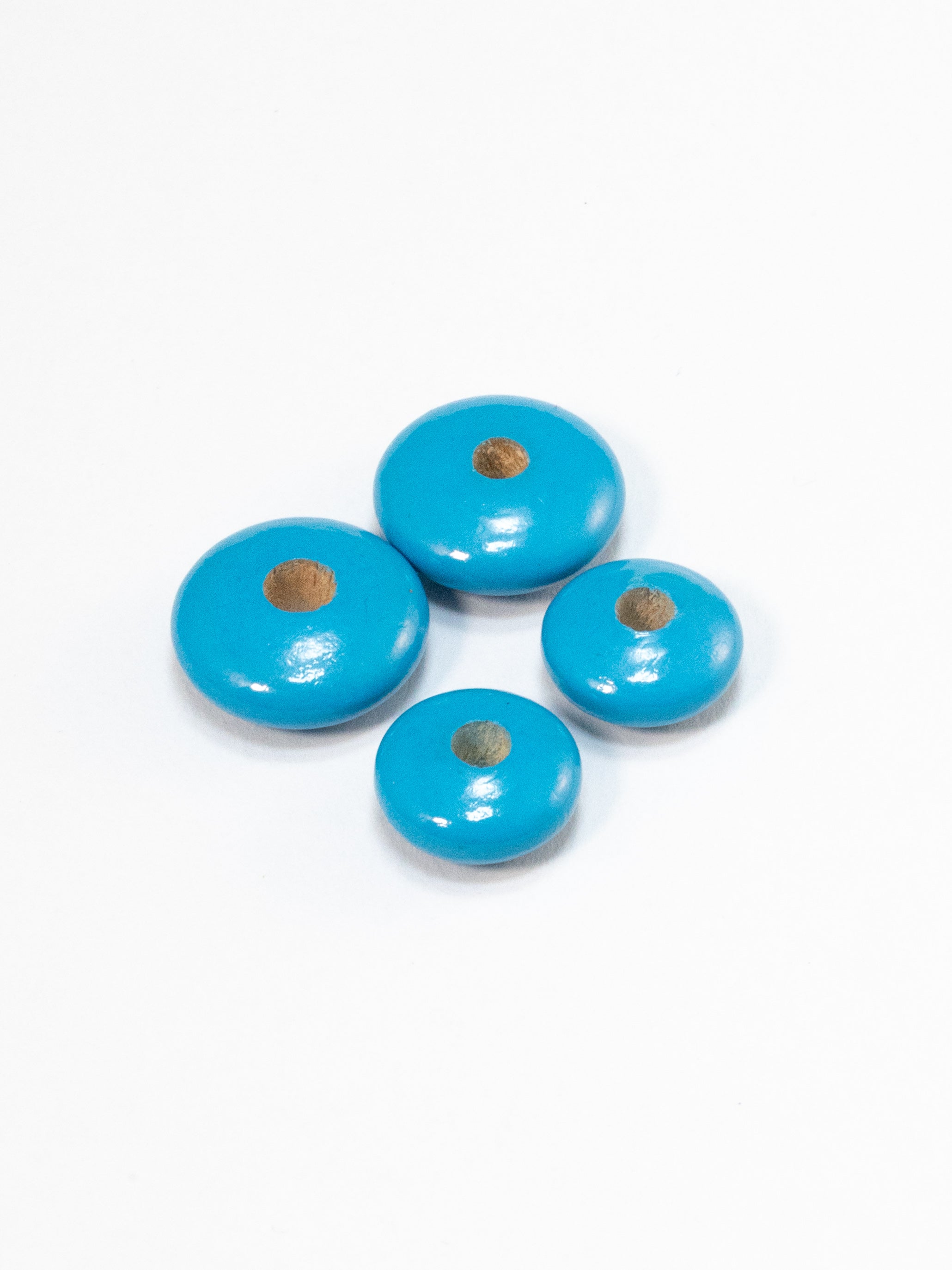 Blue Flat Wooden Bead
