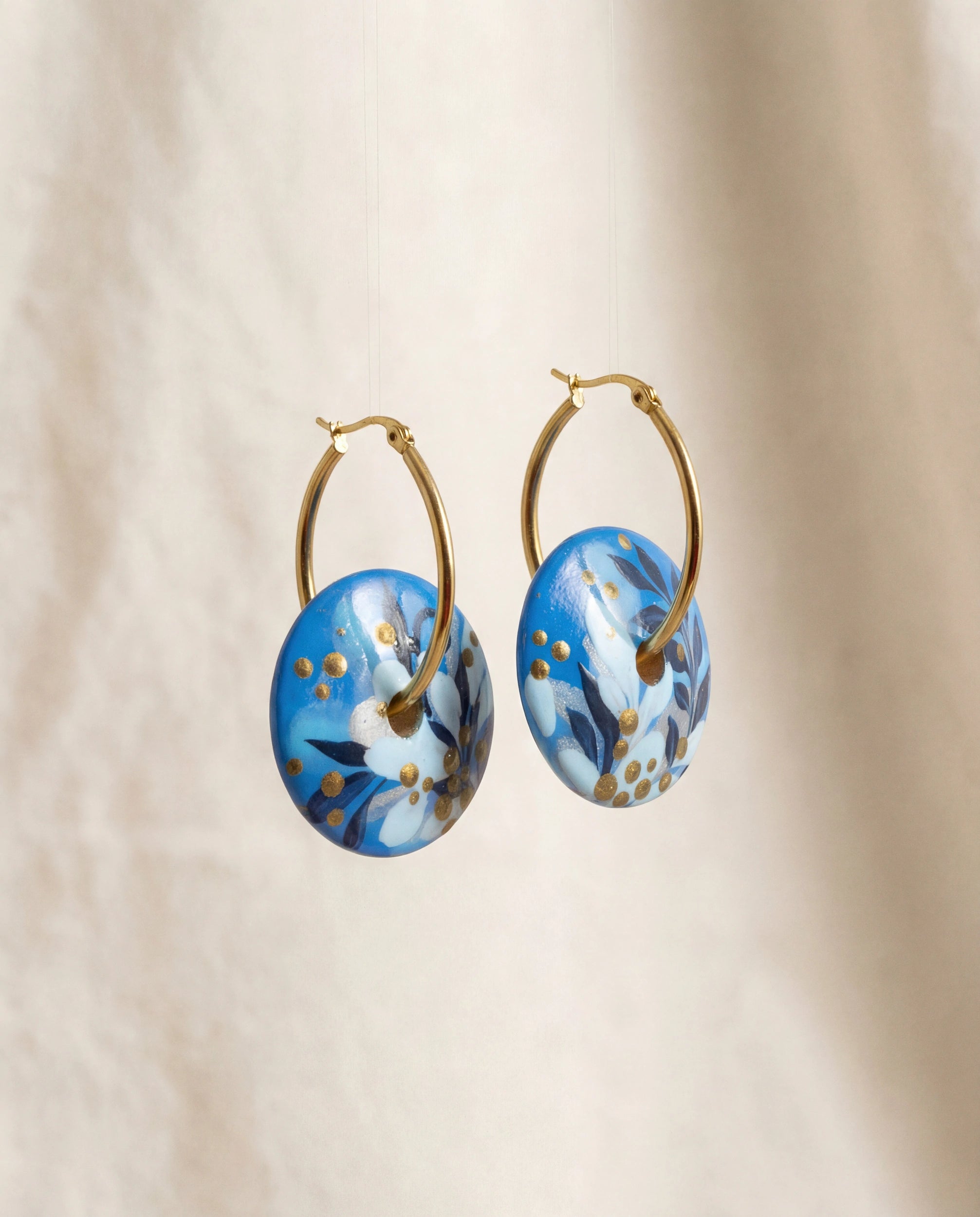 Blue Violet Wooden Earrings