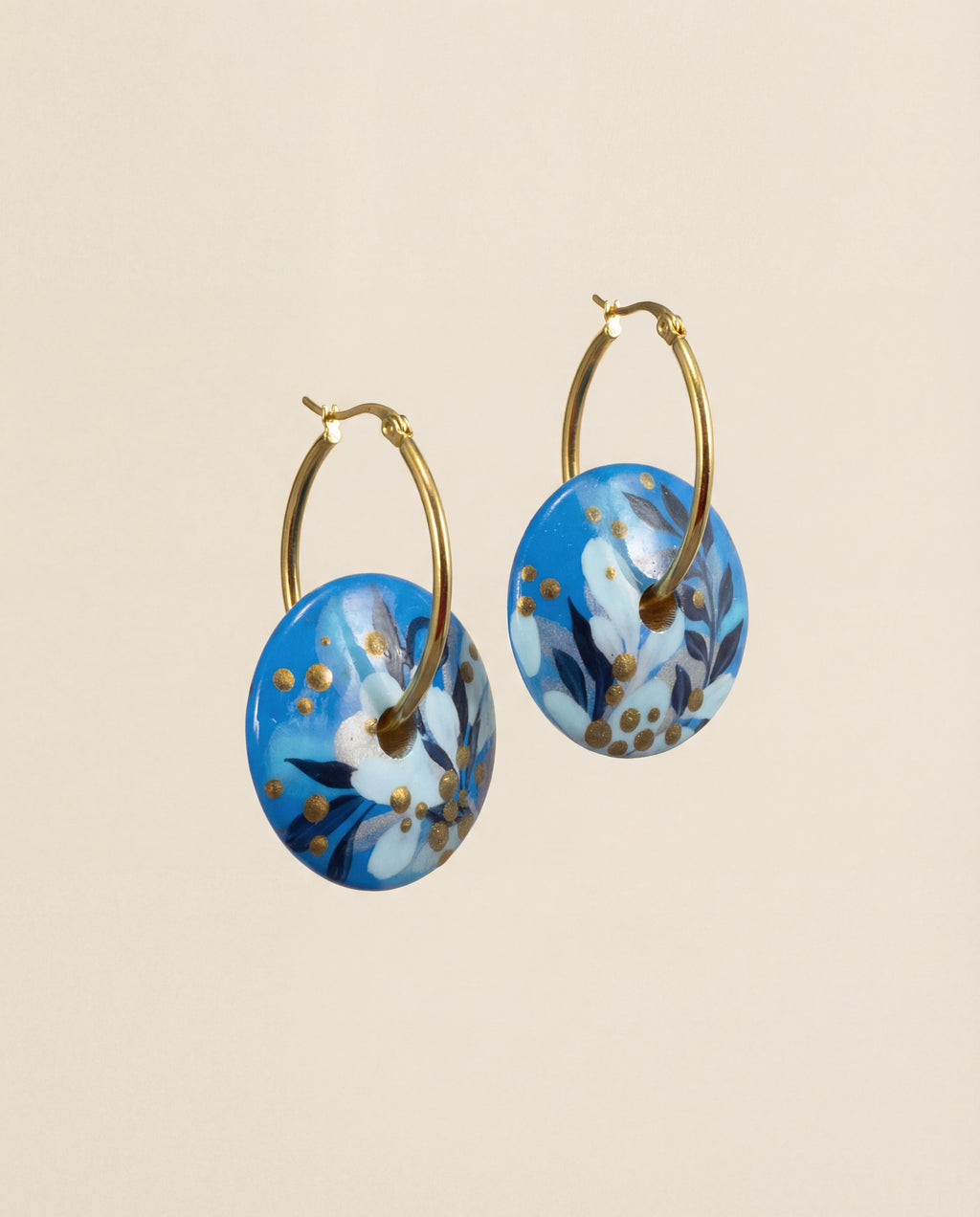 Blue Violet Wooden Earrings