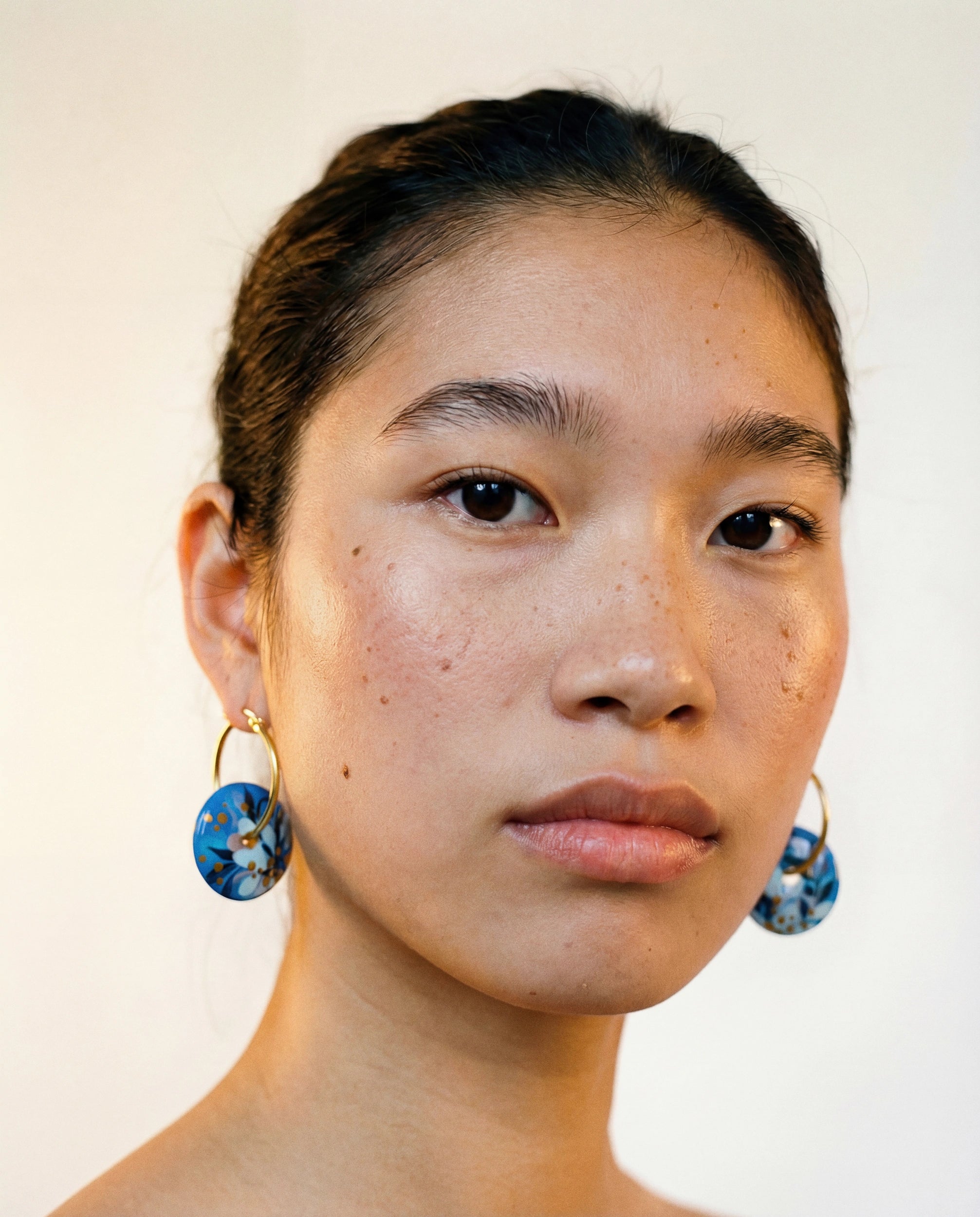 Blue Violet Wooden Earrings