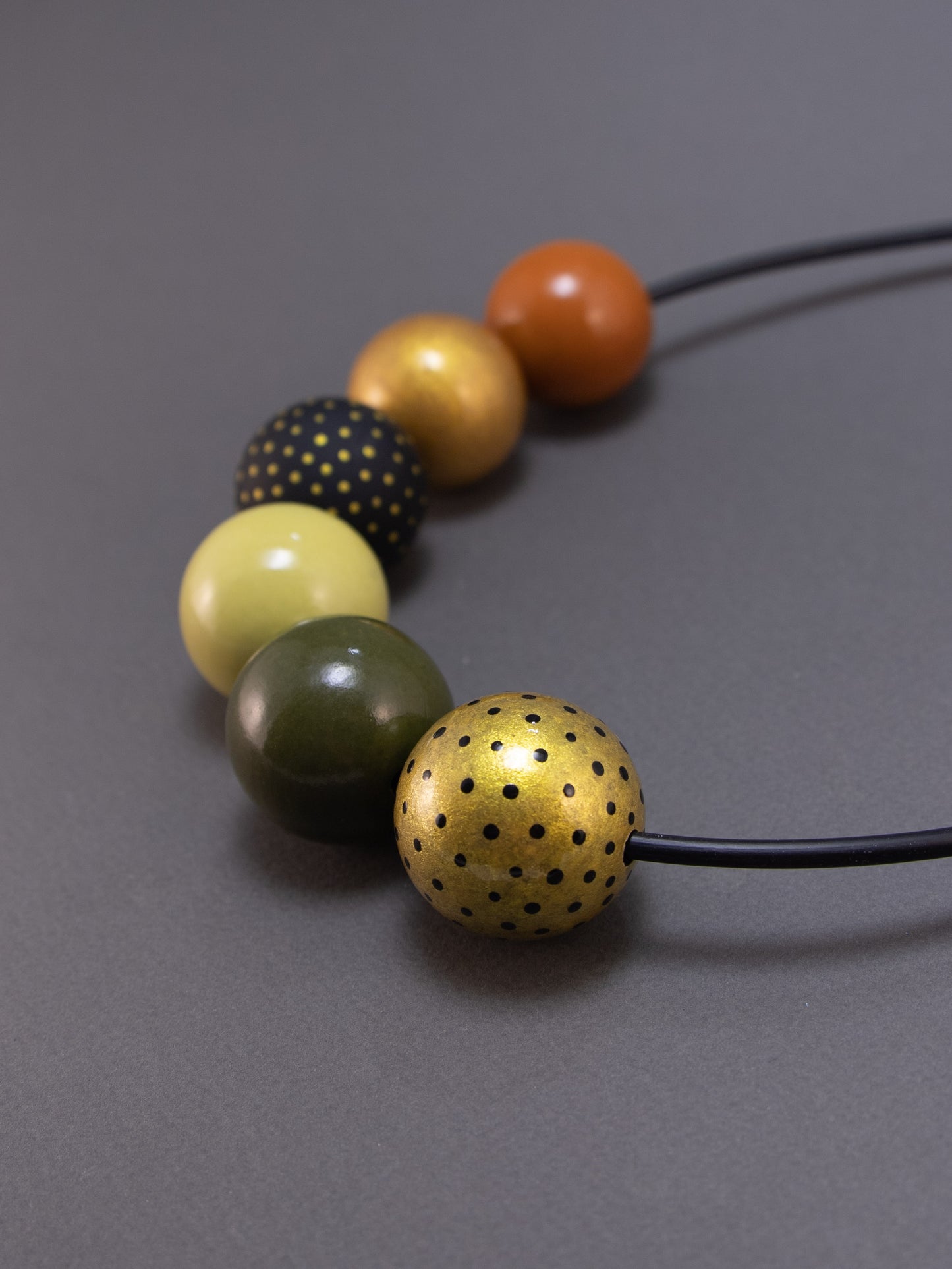 Brown-Gold Wooden Beads Set